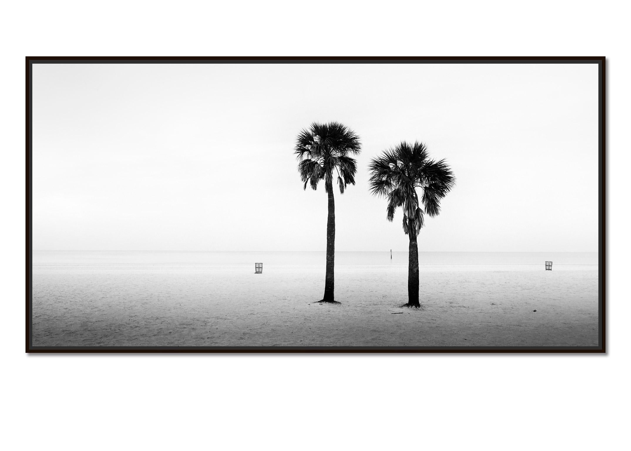 Two Palms, deserted beach, Florida, USA, Black and White landscape photography - Photograph by Gerald Berghammer
