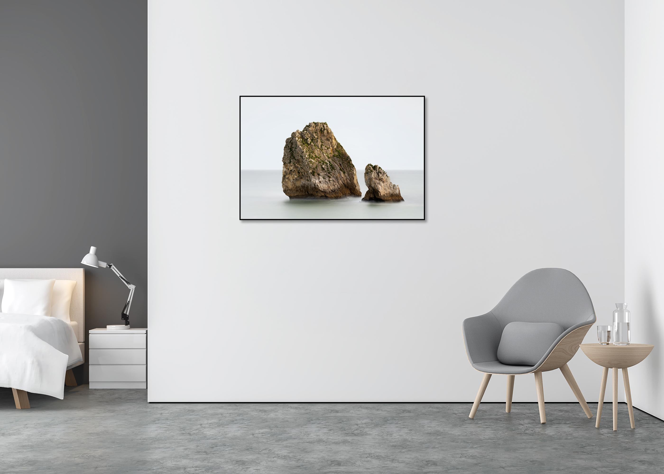 Two Rocks in the Ocean - large format seascape photography limited edition - Beige Landscape Photograph by Gerald Berghammer