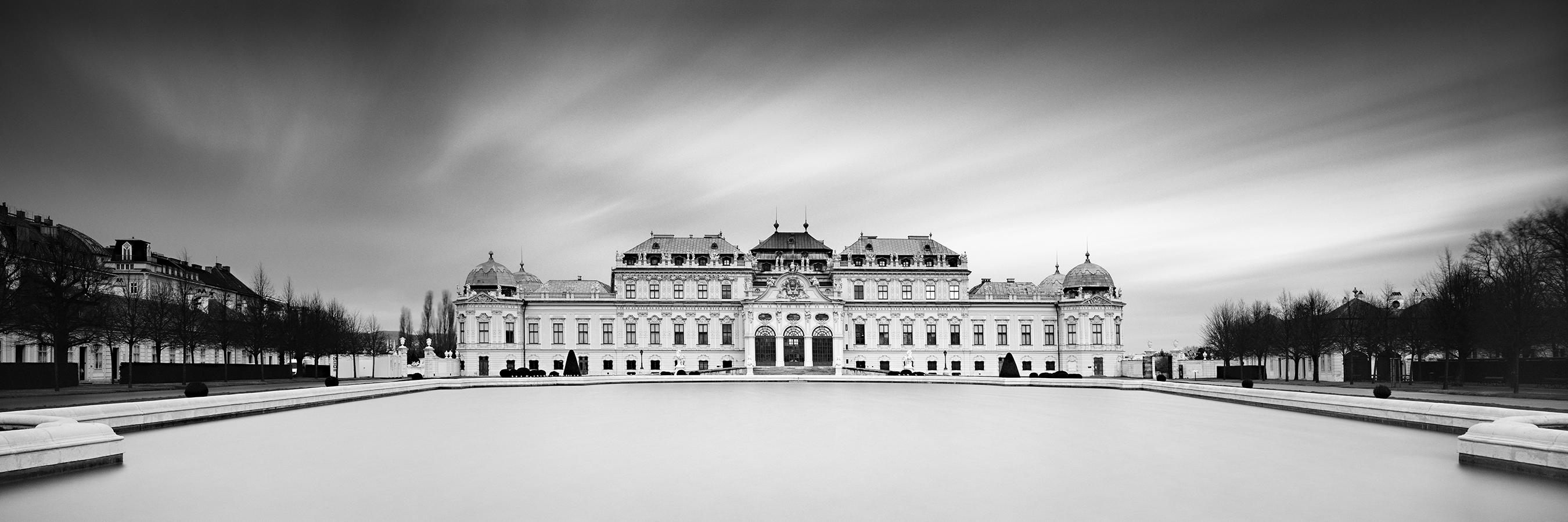 Gerald Berghammer Black and White Photograph - Upper Belvedere palace, Panorama, Vienna, black & white landscape photography