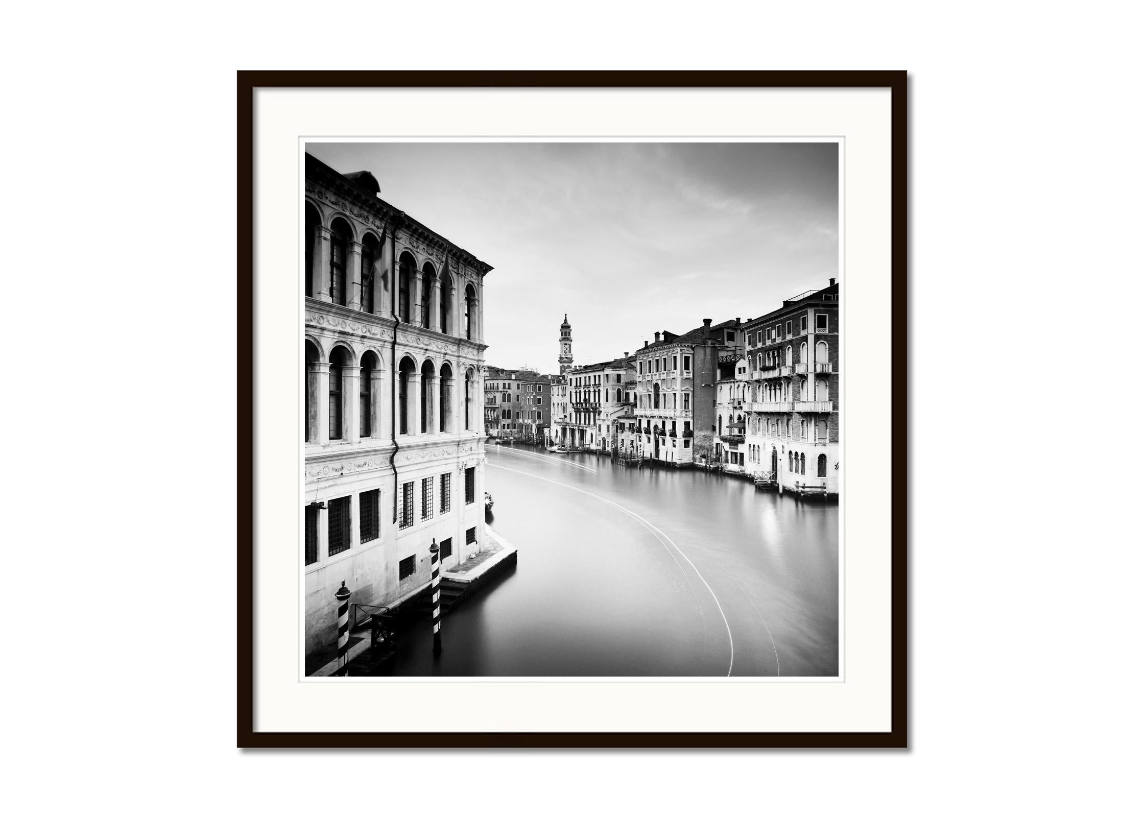 View from Rialto Bridge, Venice, black and white photography, fine art cityscape - Contemporary Photograph by Gerald Berghammer