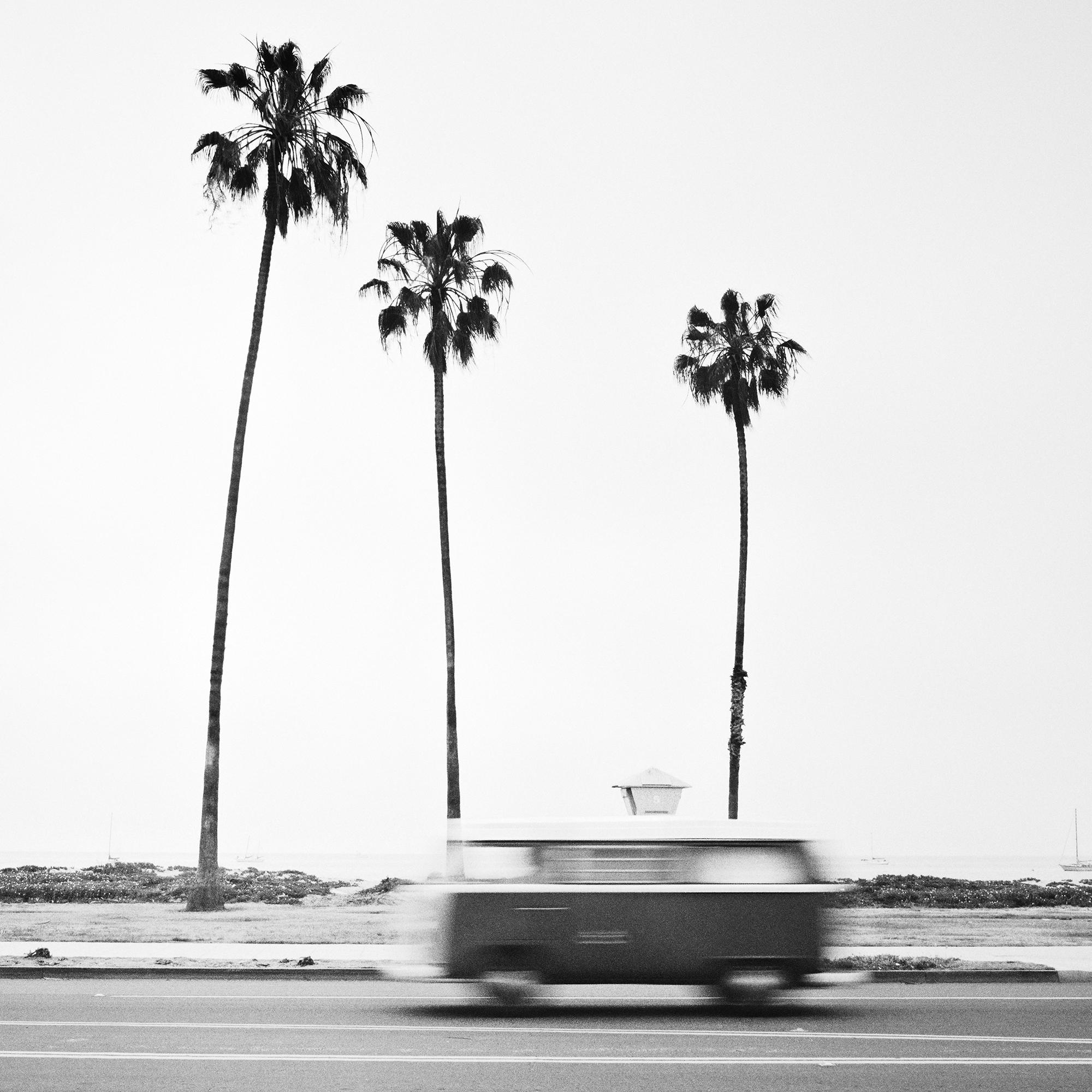 VW Bus T2, Santa Barbara, California, black and white, landscape, photography For Sale 3
