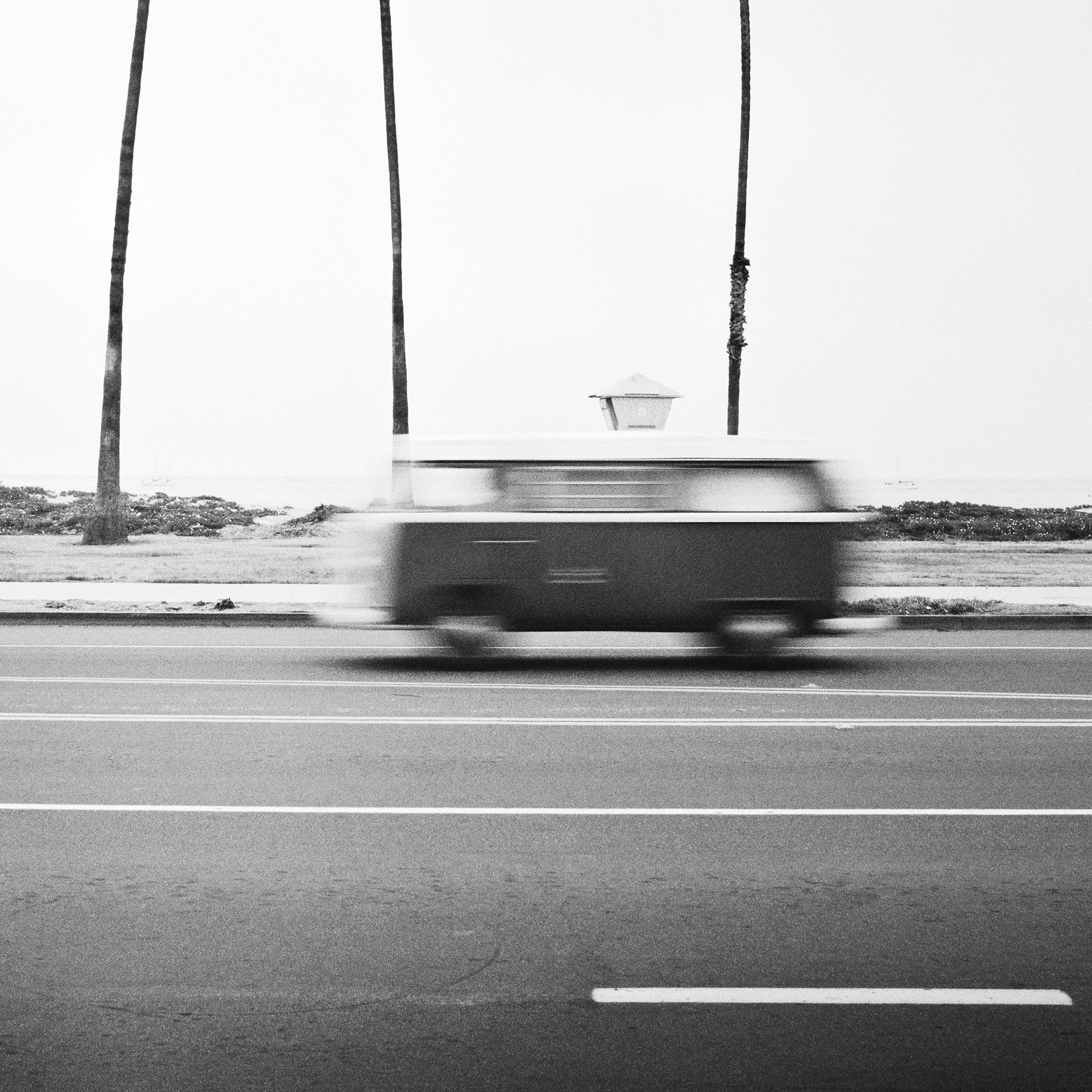 VW Bus T2, Santa Barbara, California, black and white, landscape, photography For Sale 4