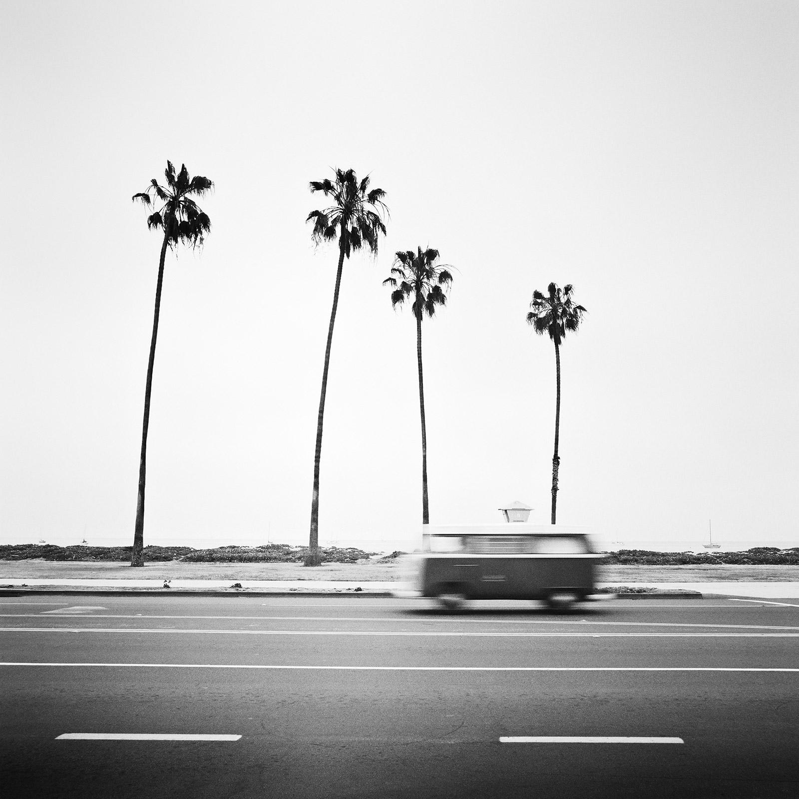 Gerald Berghammer Black and White Photograph - VW Bus T2, Santa Barbara, California, black and white, landscape, photography