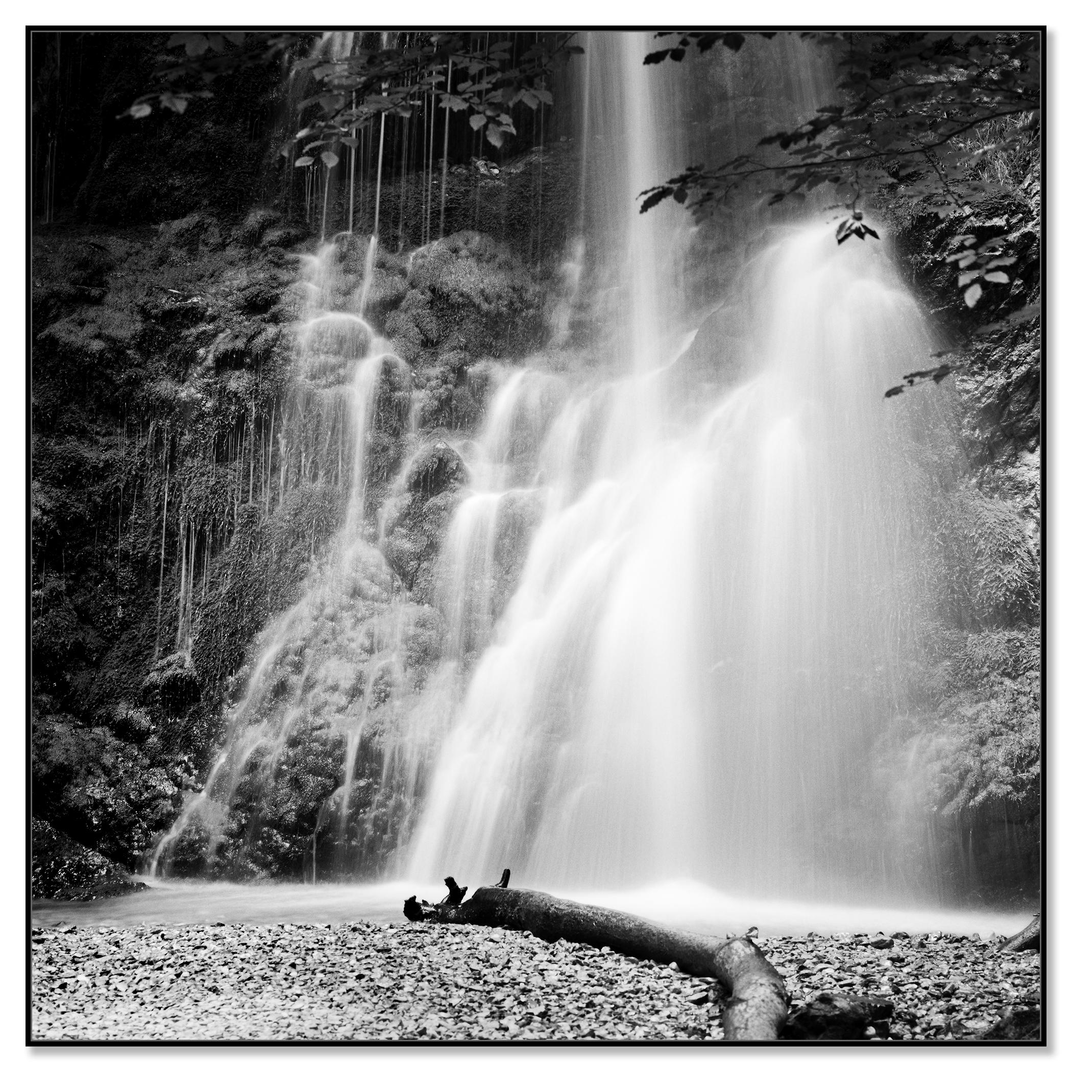 Waterfall Bavaria Germany, black and white photography fine art landscape - Photograph by Gerald Berghammer