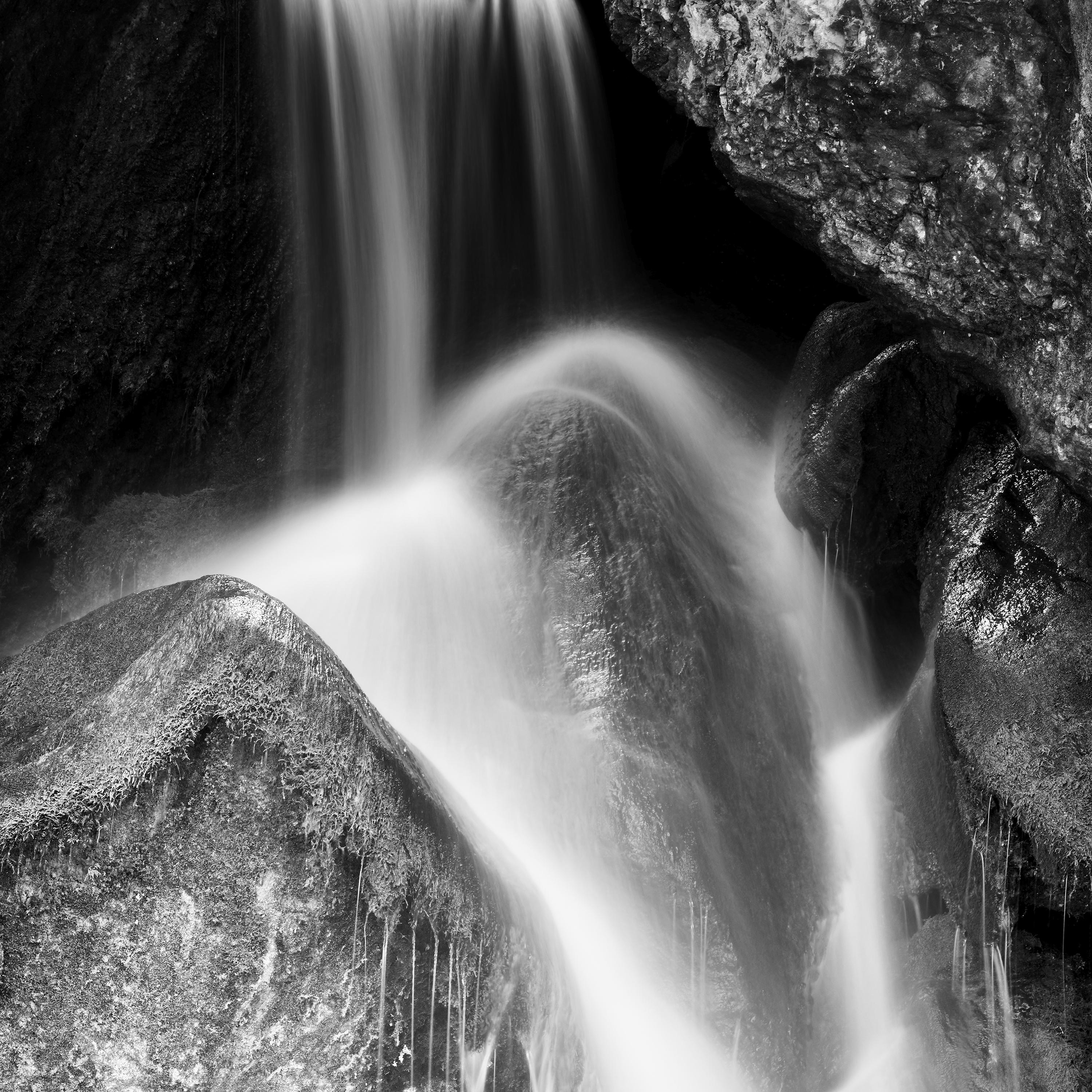Waterfall detail, black and white long exposure waterscape fine art photography For Sale 1