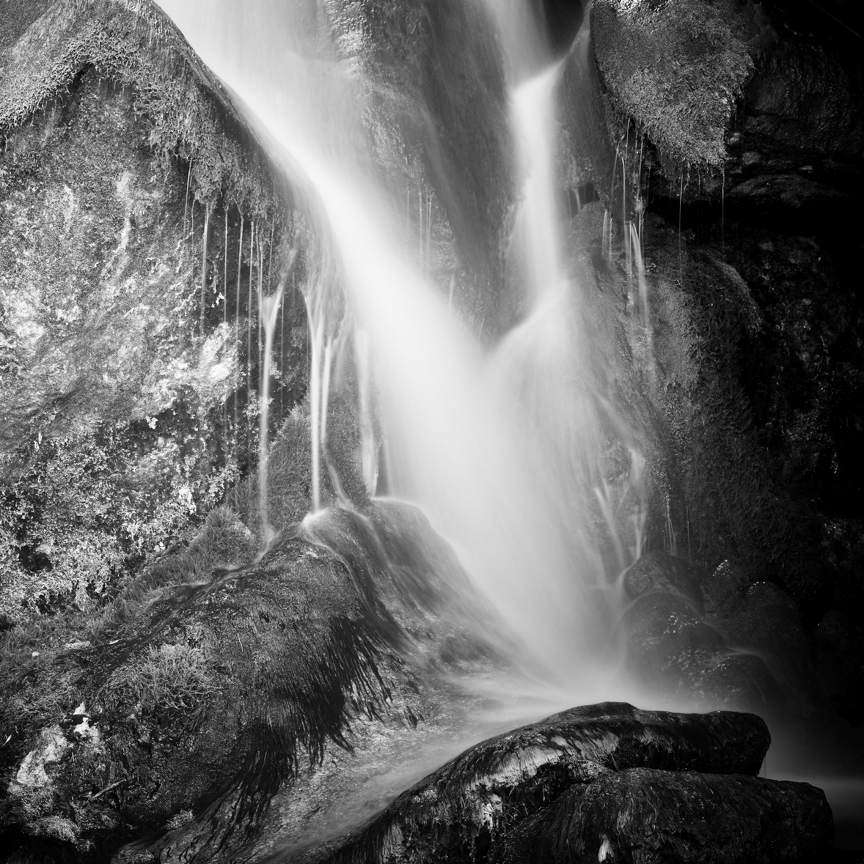 Waterfall detail, black and white long exposure waterscape fine art photography For Sale 2
