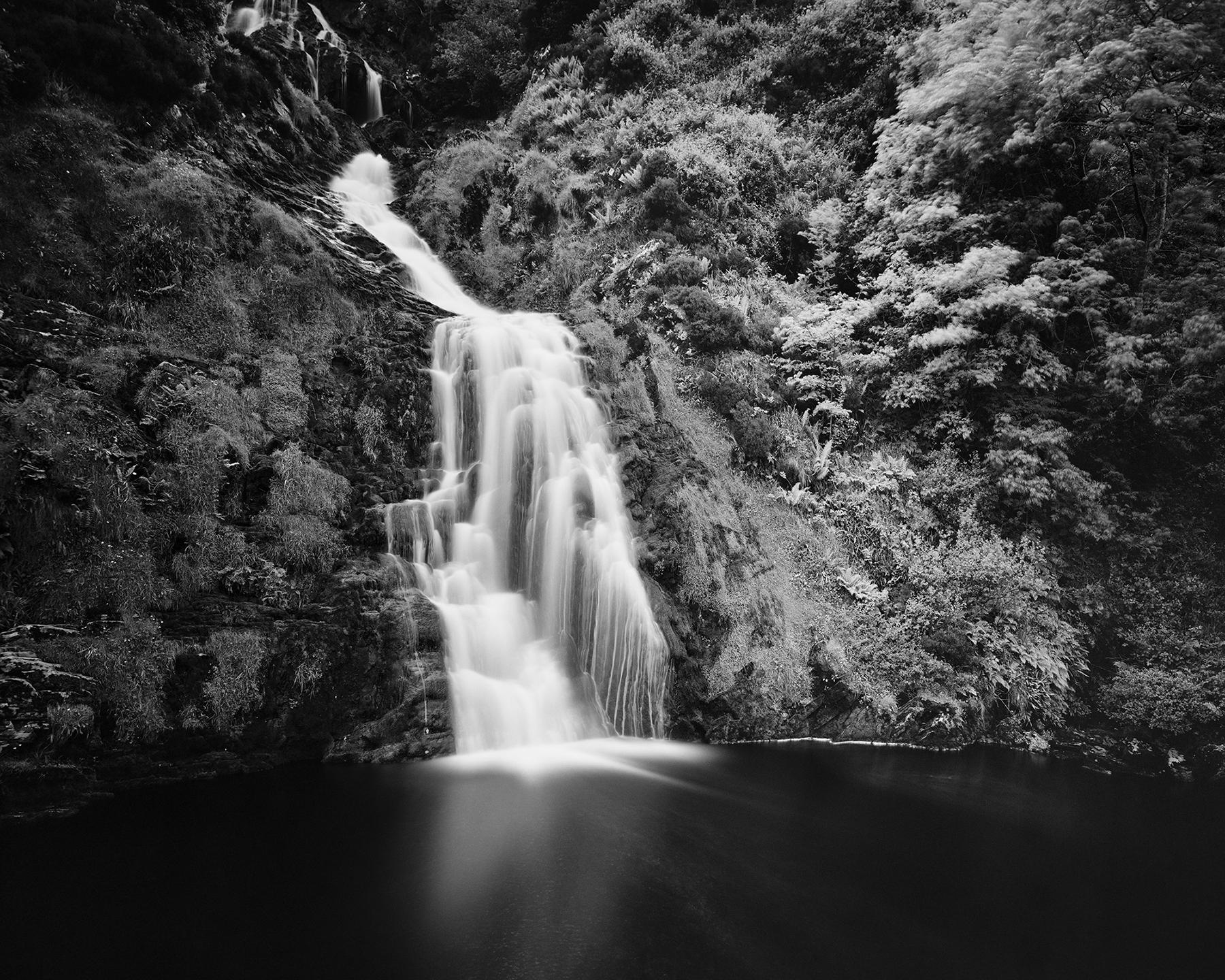 Gerald Berghammer Landscape Photograph - Waterfall, Ireland, black and white art photography, waterscape, long exposure 