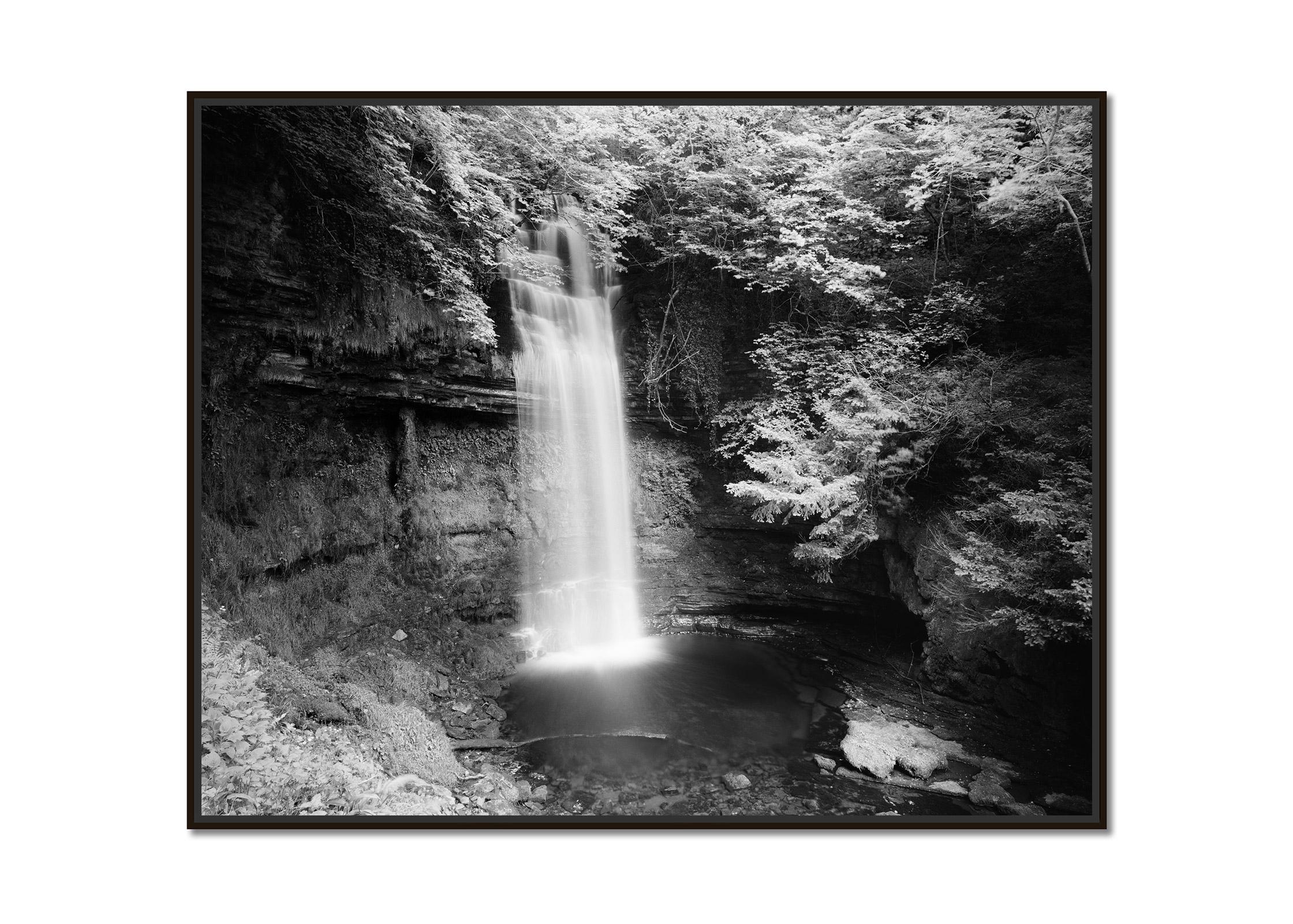 Waterfall, Ireland, black and white long exposure photography, landscape, art - Photograph by Gerald Berghammer