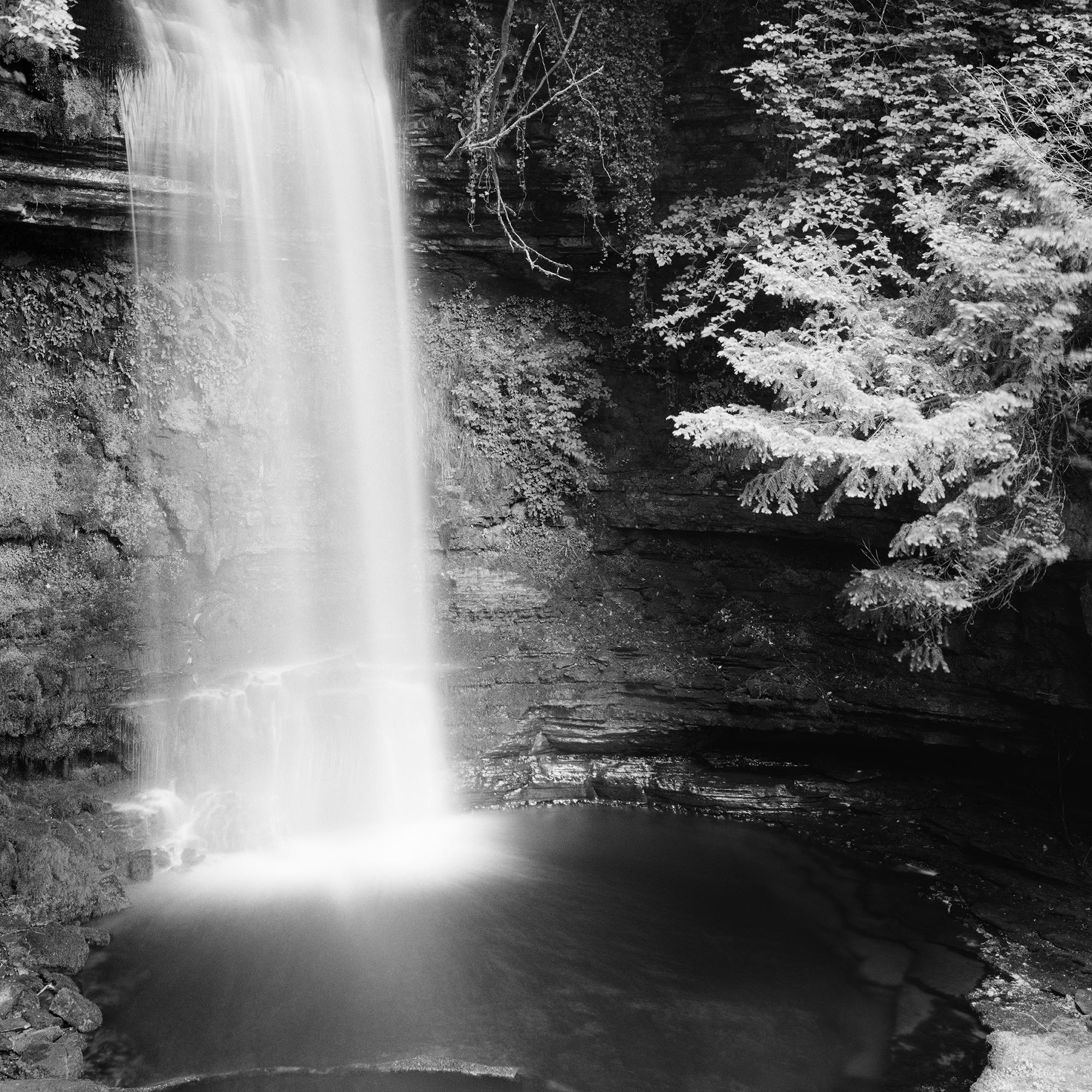 Waterfall, Ireland, black and white long exposure photography, landscape, art For Sale 4