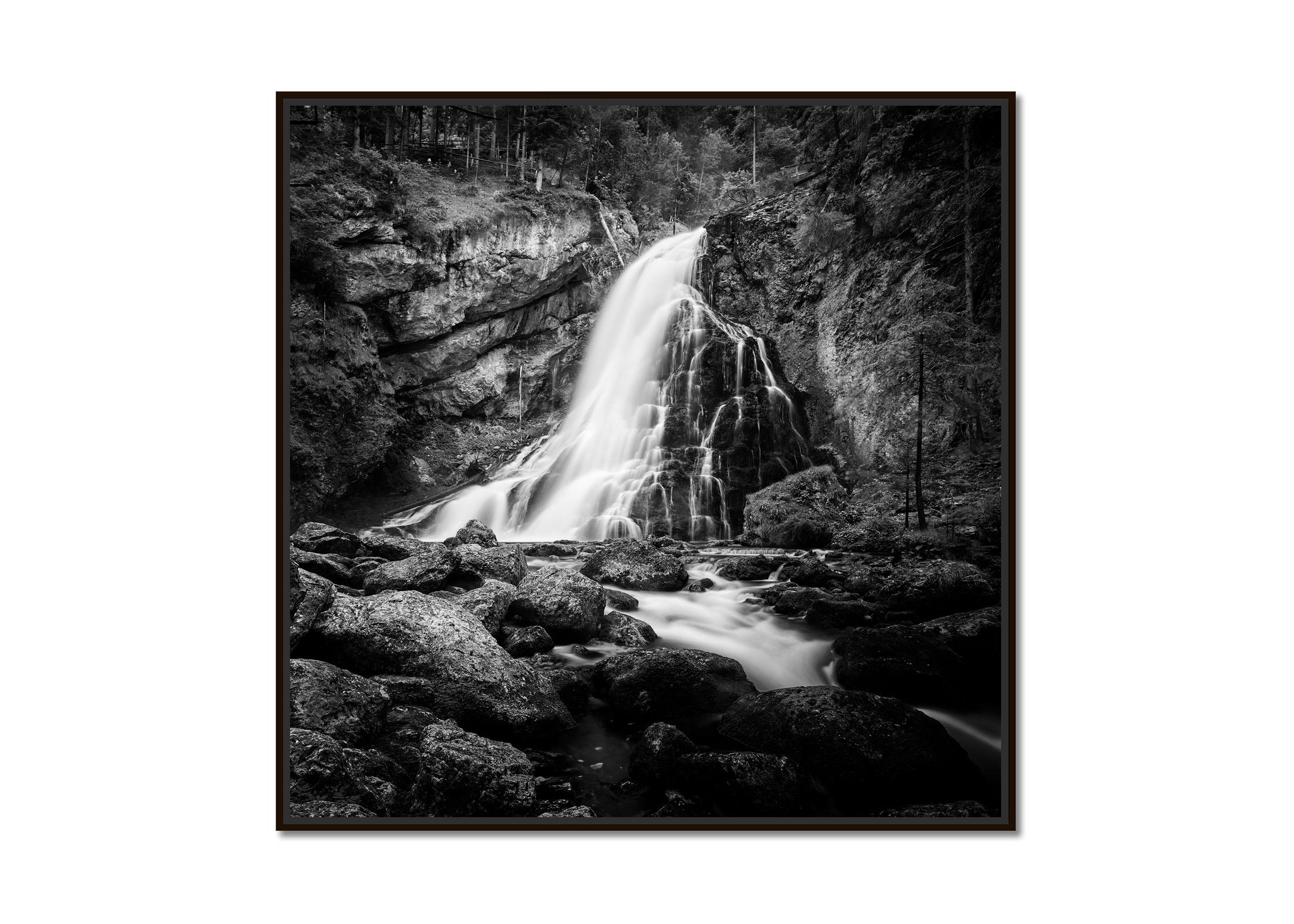 Waterfall, Mountain Stream, black white long exposure fine art landscape photo - Photograph by Gerald Berghammer