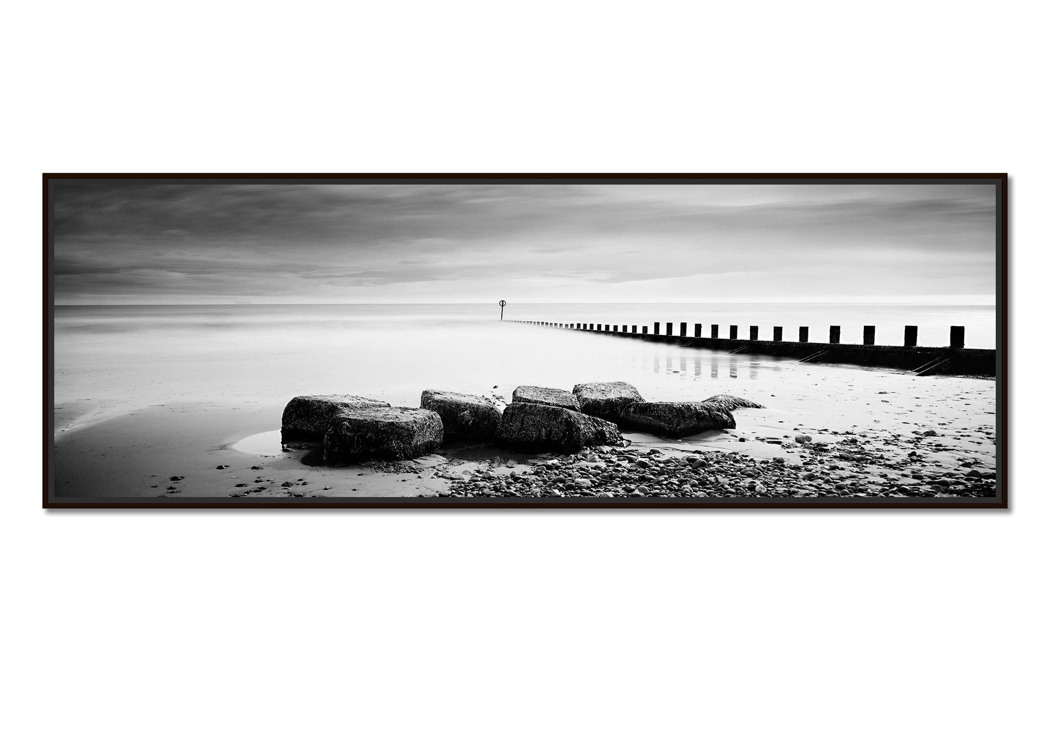 Wavebreaker, Panorama, Rocks, Scotland, Black & White long exposure photography - Photograph by Gerald Berghammer