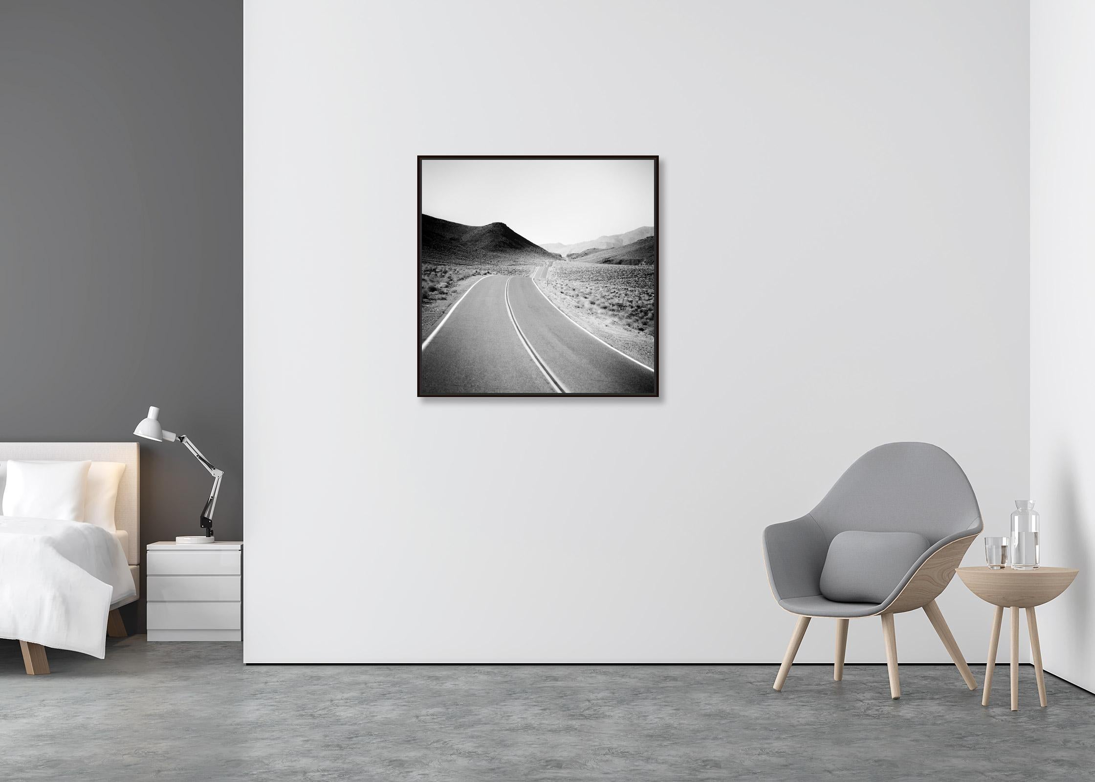 Way to Nowhere, Route 66, Arizona, USA, black white art landscape photography - Contemporary Photograph by Gerald Berghammer