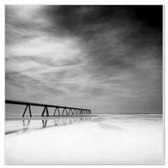 Wharf de la Salie, verlassener Strand, Frankreich, Schwarz-Weiß-Landschaftsfotografie