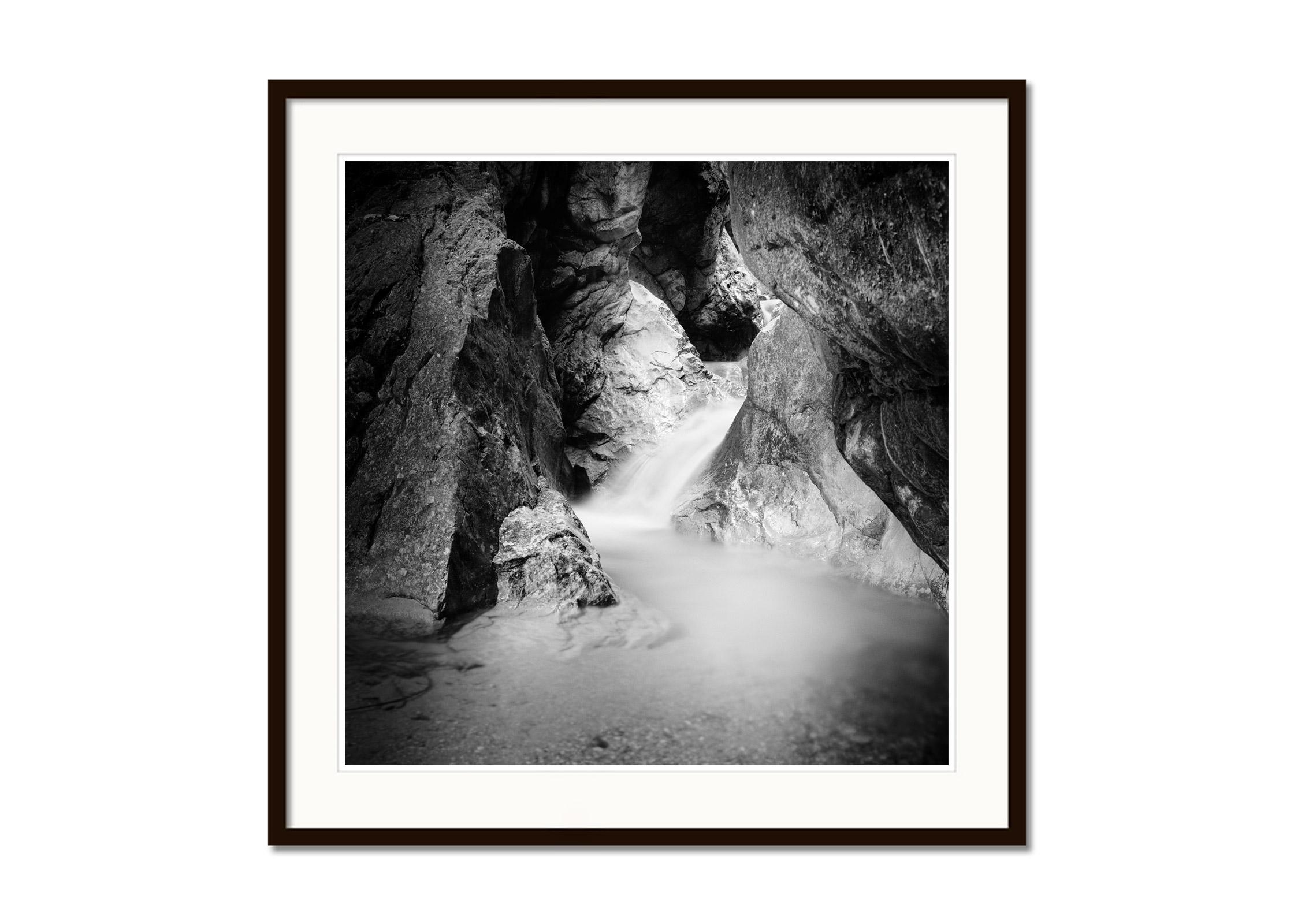 Wild Water Canyon, landscape photograph, limited edition fine art archival print - Black Black and White Photograph by Gerald Berghammer