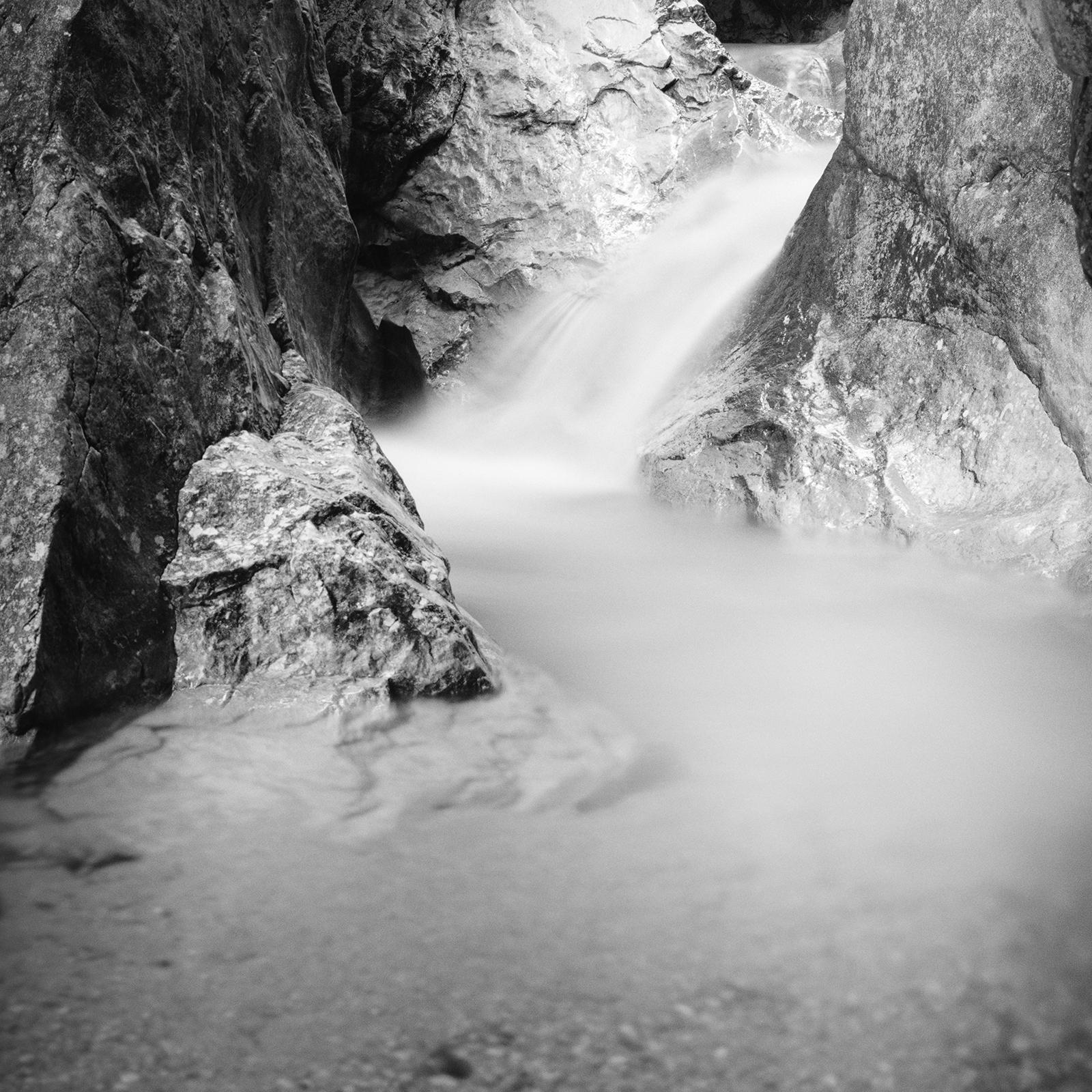 Wild Water Canyon, mountain stream, waterfall, black and white waterscape print For Sale 2
