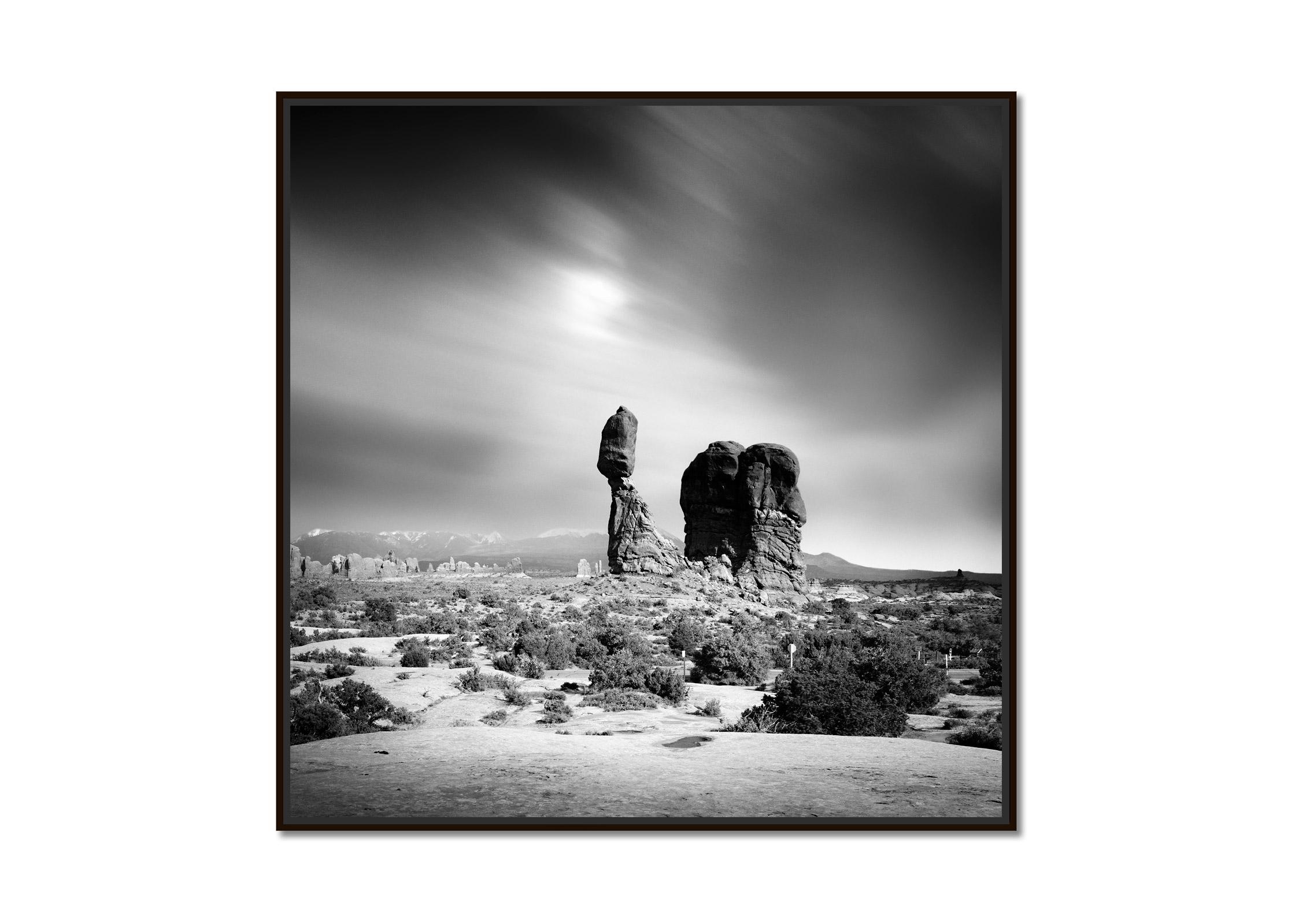 Wild West, Balanced Rock, Utah, USA, black and white art photography, landscape - Photograph by Gerald Berghammer