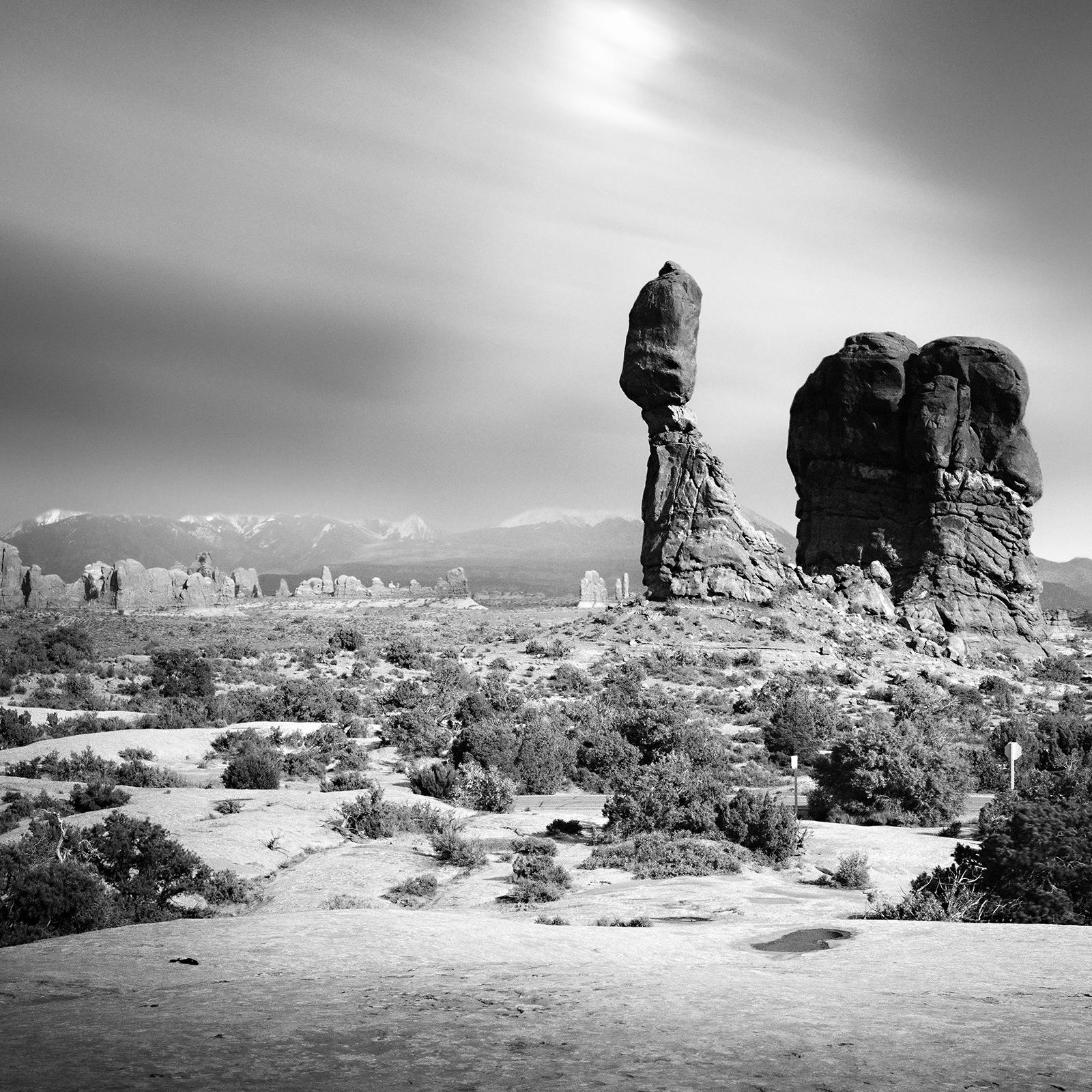 Wild West, Balanced Rock, Utah, USA, black and white art photography, landscape For Sale 1