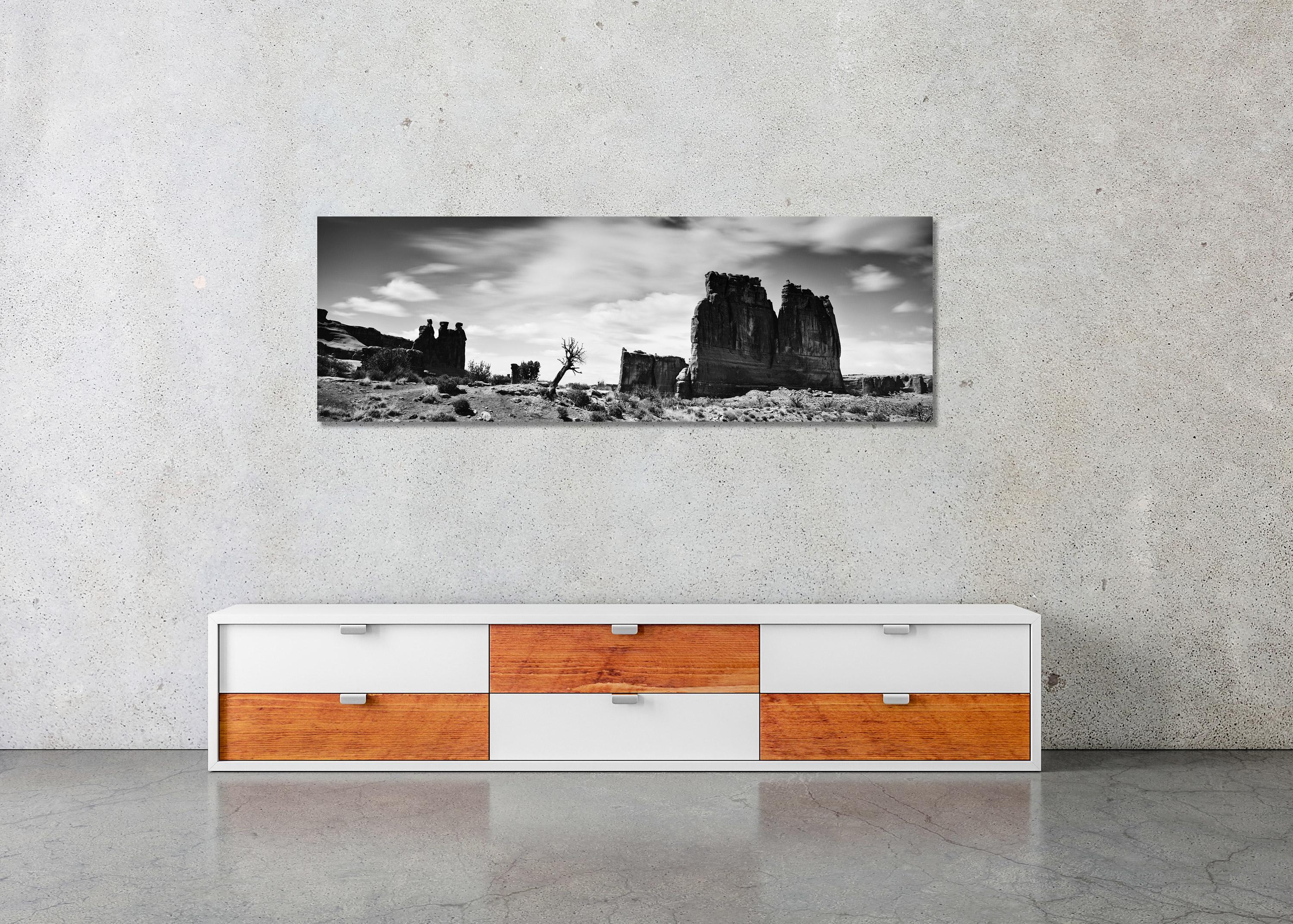Panorama du Far West, Parc des Arches, Utah, USA, photographie de paysage en noir et blanc en vente 2