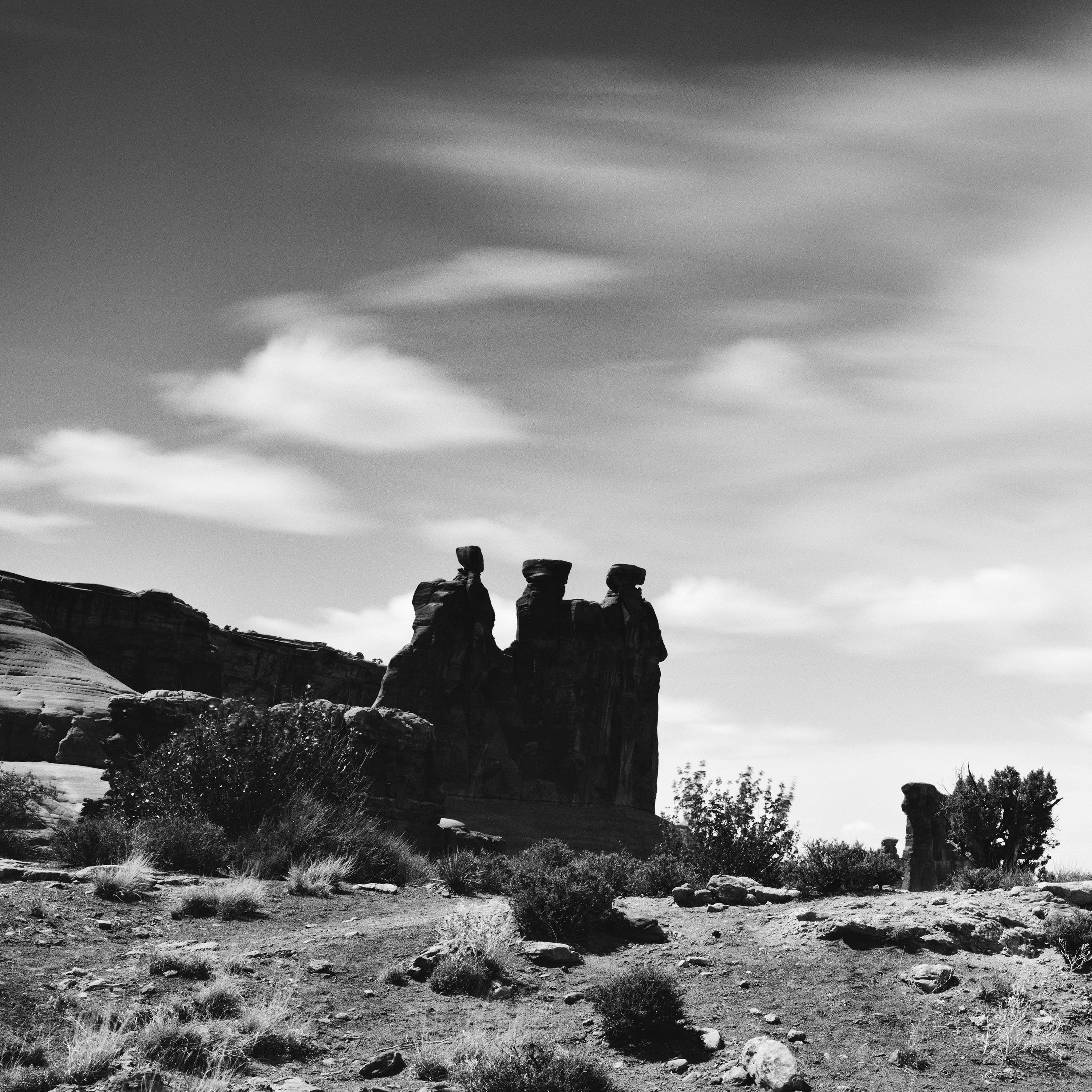 Panorama du Far West, Parc des Arches, Utah, USA, photographie de paysage en noir et blanc en vente 3