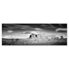 Wild West Panorama, Monument Valley, USA black and white photography, landscape