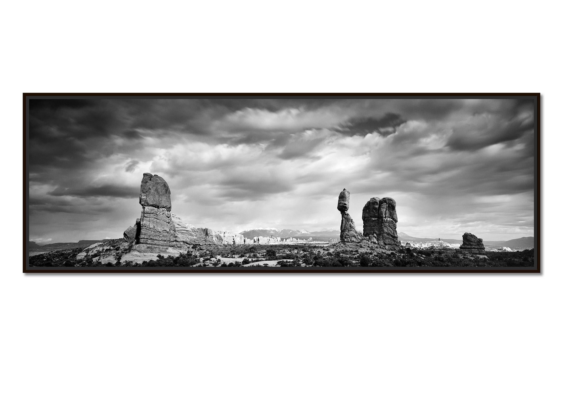 Wild West Panorama, Utah National Park, USA, black white landscape photography - Photograph by Gerald Berghammer