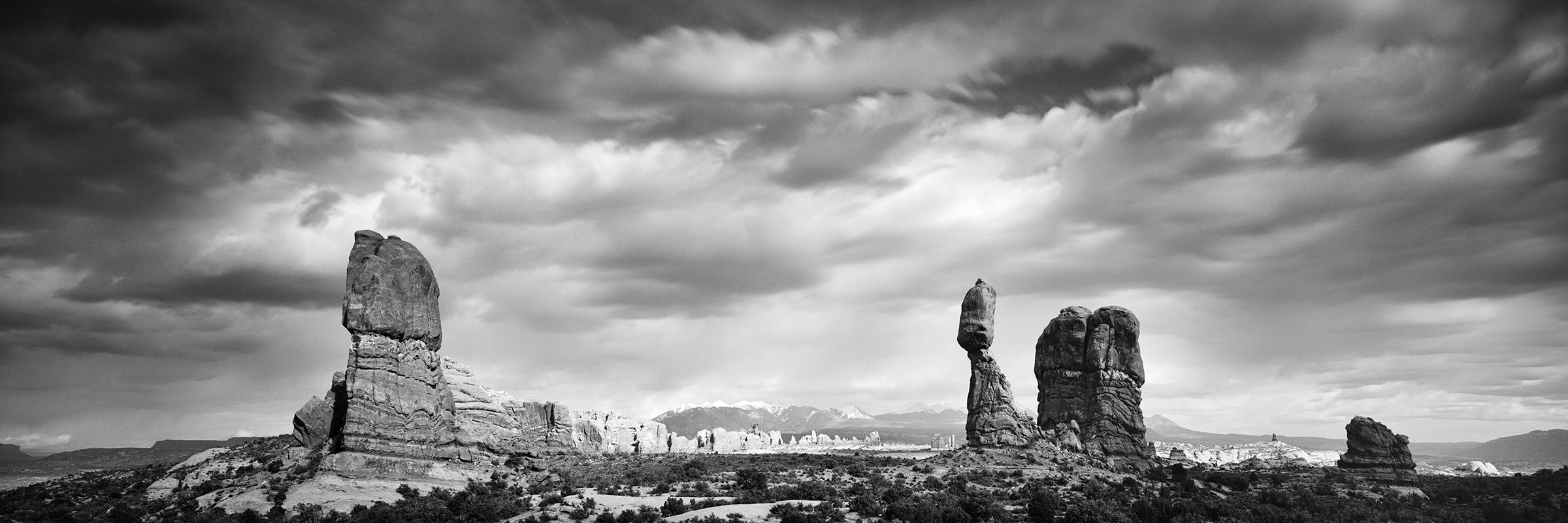 Gerald Berghammer Landscape Photograph - Wild West Panorama, Utah National Park, USA, black white landscape photography