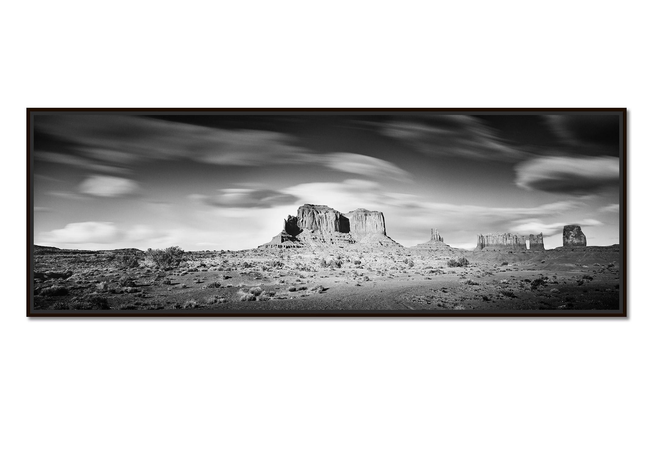 Wild West Panorama monument valley Utah USA black & white fine art photography - Photograph by Gerald Berghammer