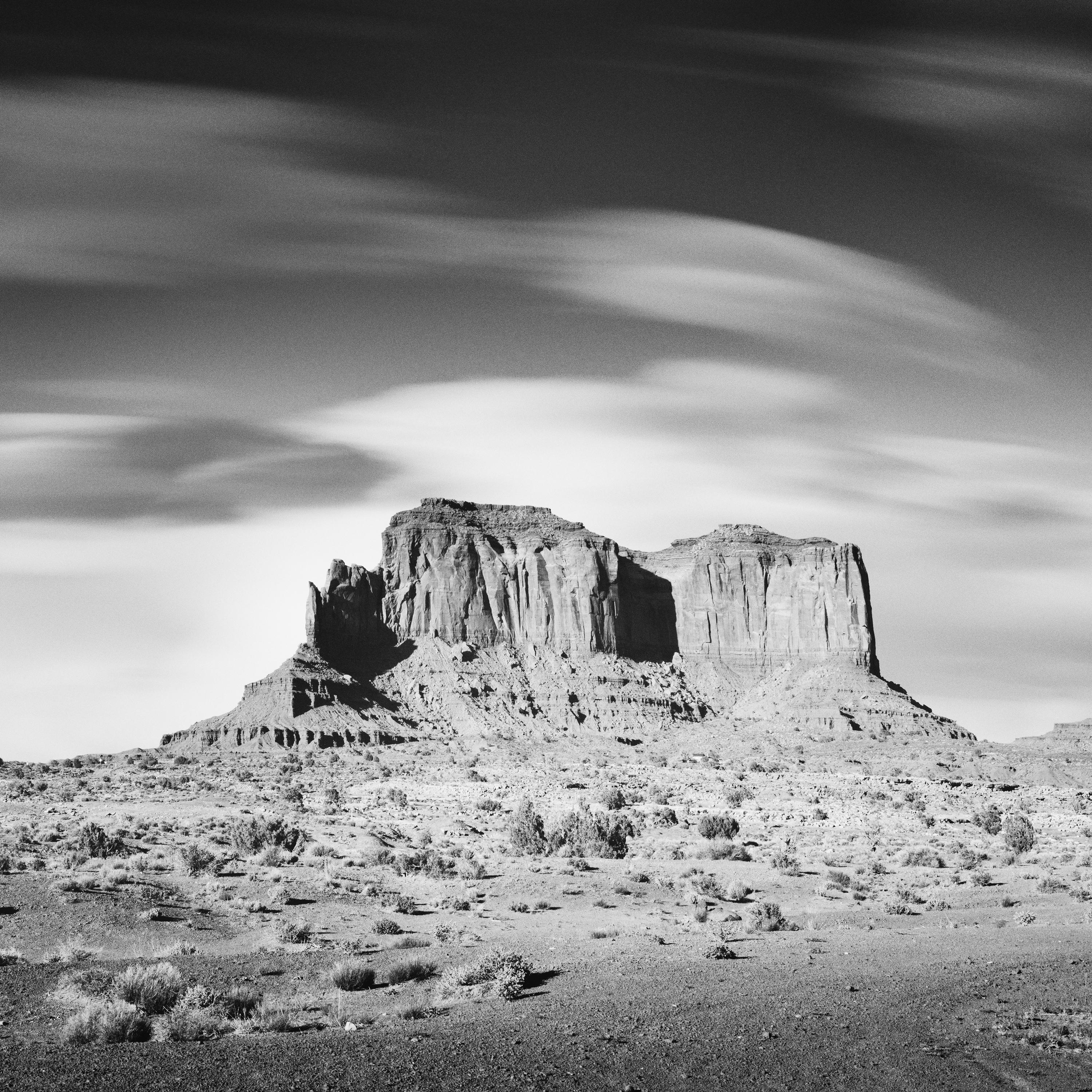 Black and White Fine Art landscape panorama photography - Wild West Panorama, Monument Valley, Utah, USA. Archival pigment ink print, edition of 7. Signed, titled, dated and numbered by artist. Certificate of authenticity included. Printed with 4cm