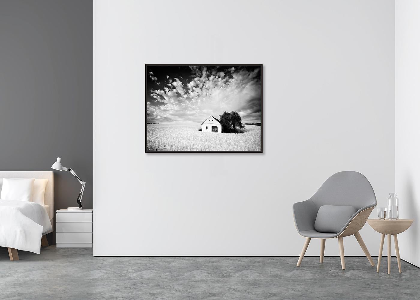 Wine Press House, Cornfield, Schwarz-Weiß-Fotografie, Druck in limitierter Auflage (Zeitgenössisch), Photograph, von Gerald Berghammer