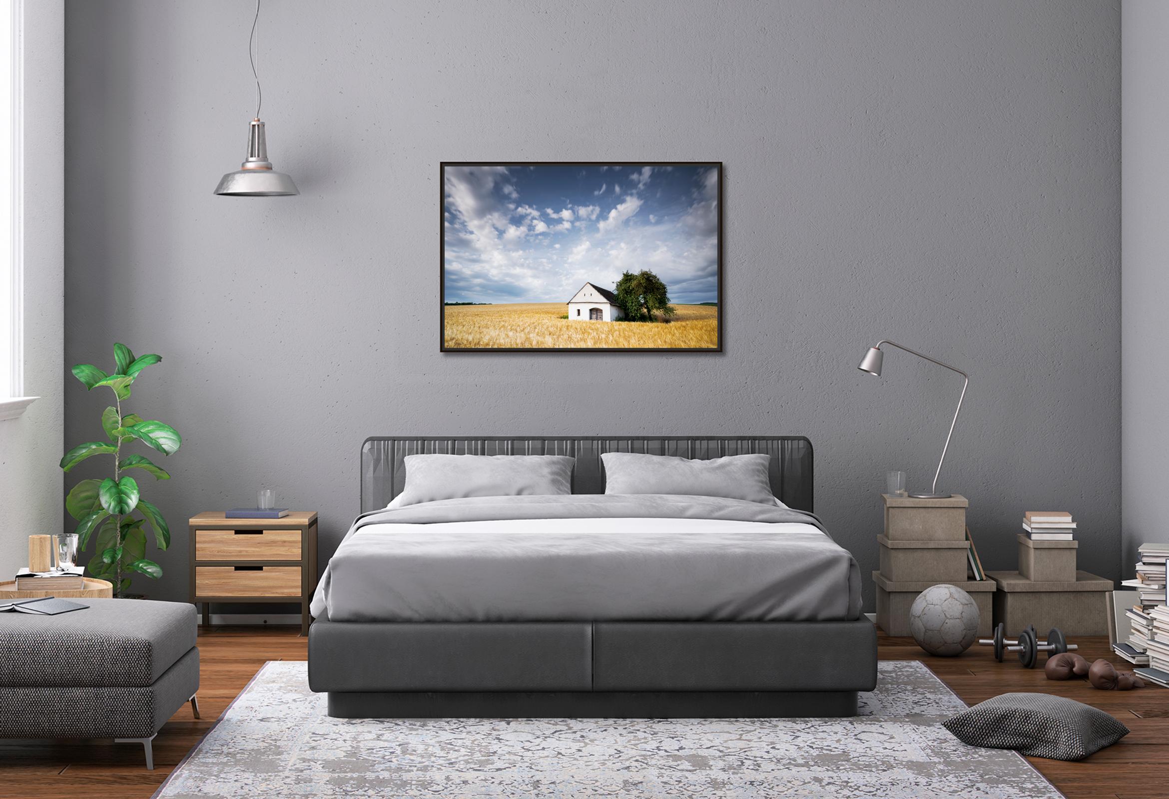 Maison Wine Press House in the Wheat Field, photographie en couleur, paysage en vente 1