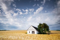 Wine Press House in the Wheat Field, Farbfotografie, Landschaft