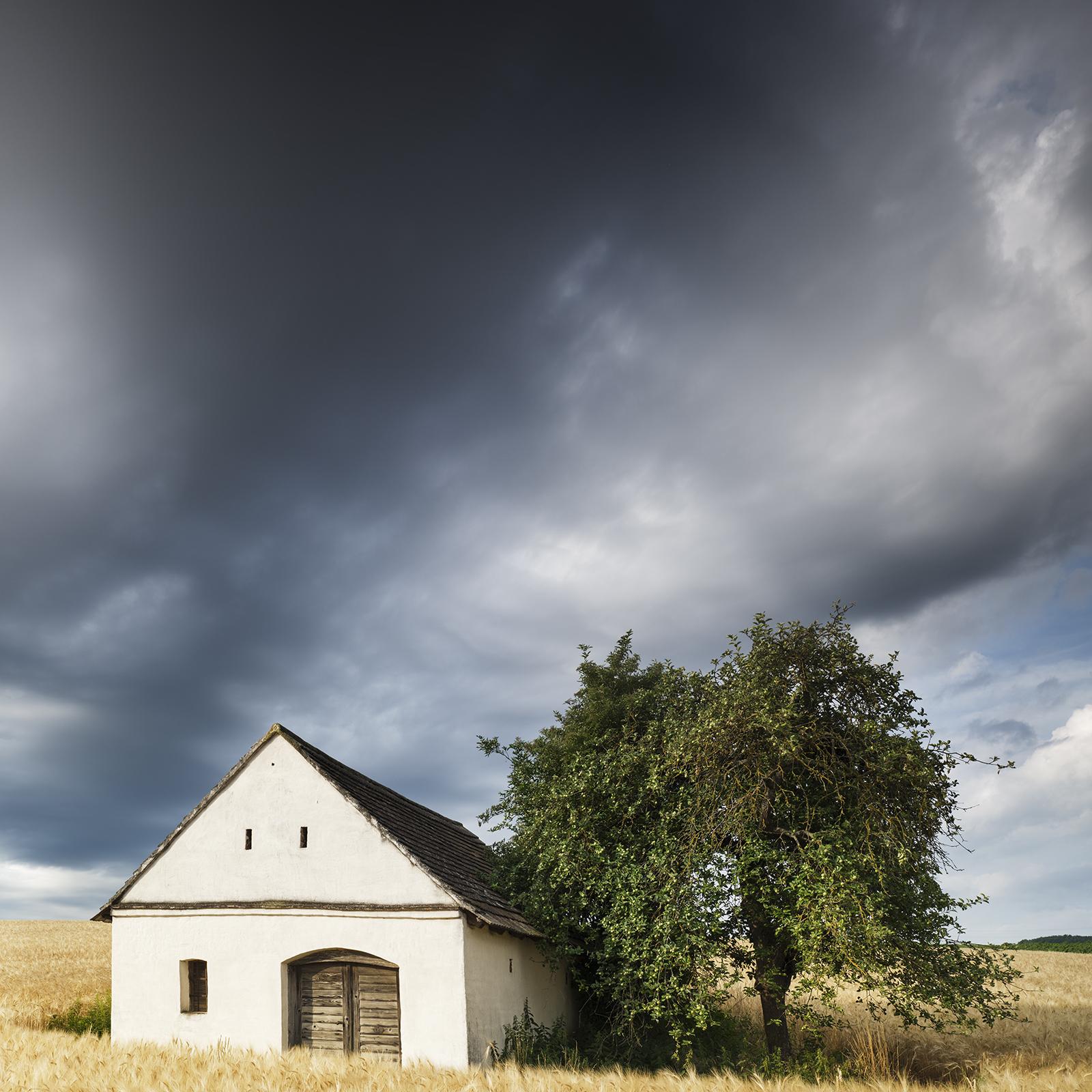 Wine Press House in the Wheat Field, color photography, landscape, limited For Sale 1