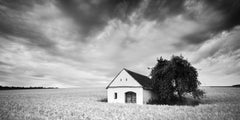 Wine Press House Panorama, Farmland, black and white photography landscape