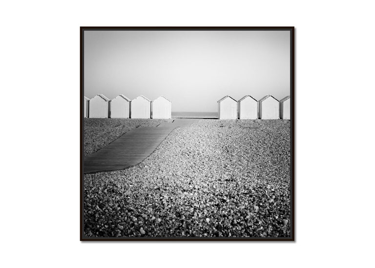 Image showcasing Gerald Berghammer - Wood Huts, Promenade, Rocky Beach, France, black ...