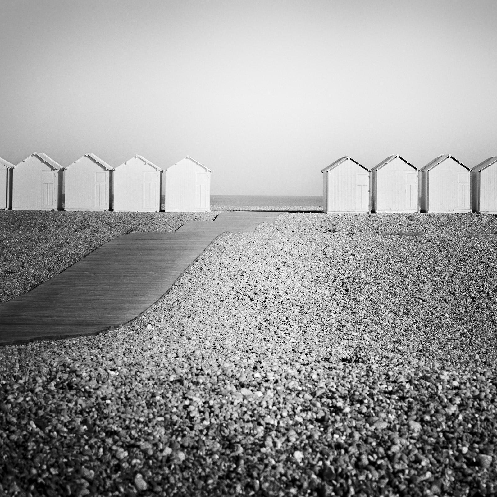 Gerald Berghammer - Wood Huts, Promenade, Rocky Beach, France, black ... - Landscape By Gerald Berghammer Located In