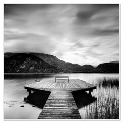 Wood Pier, Lake Attersee, Austria, Monochrome Landscape Fine Art Photograph
