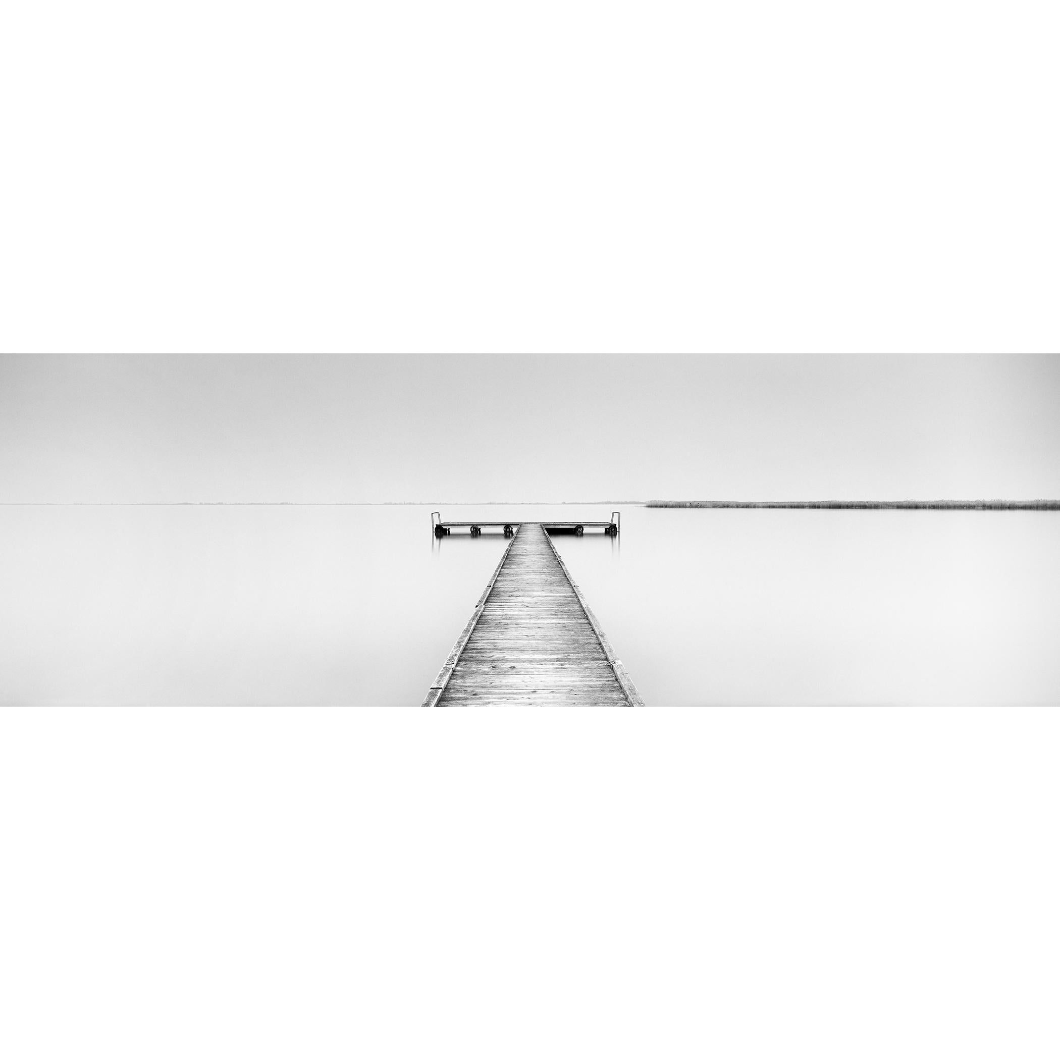 Wood Pier Panorama, noir et blanc minimaliste, photographie, édition limitée