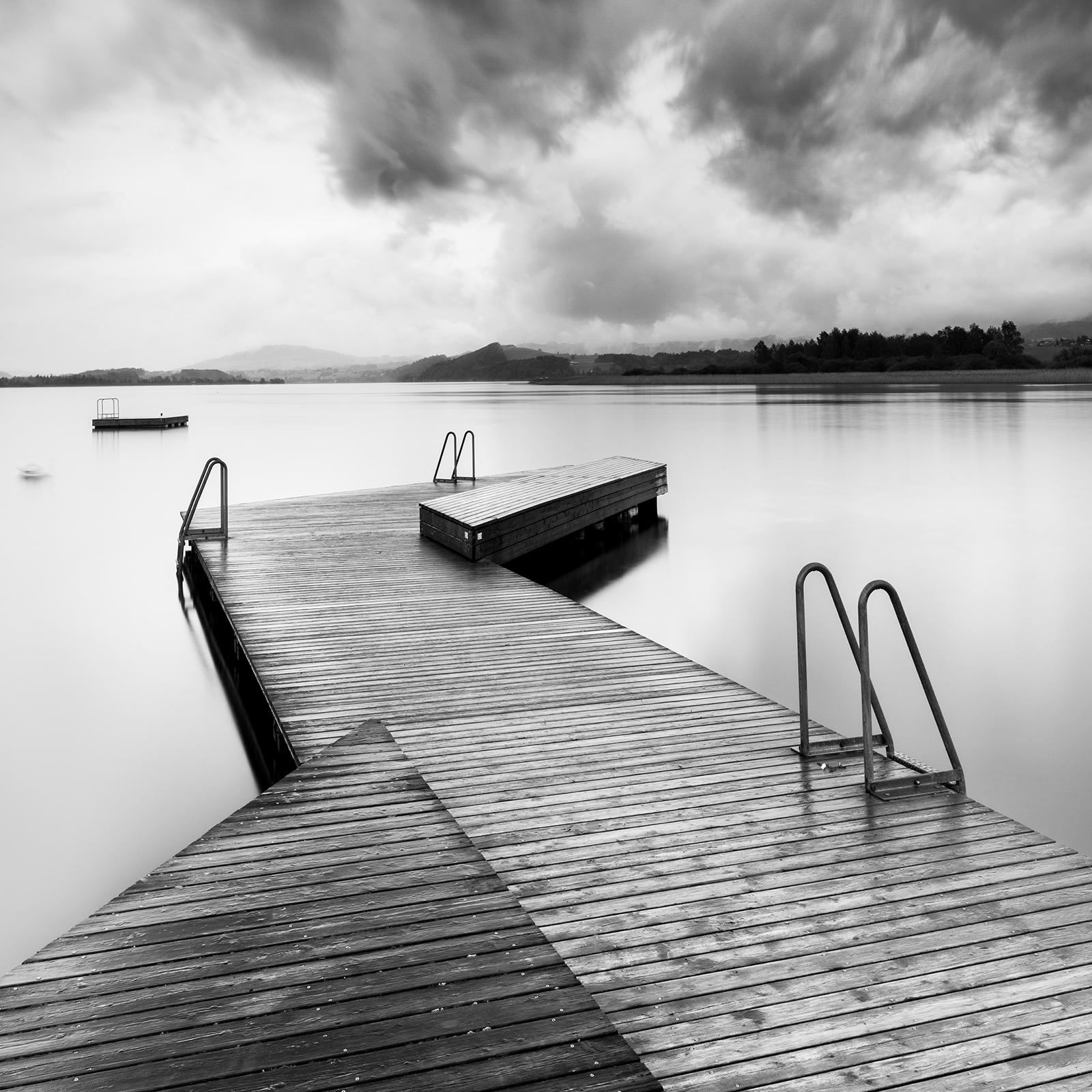 Wooden Pier during Storm, long exposure, black and white waterscape photography  For Sale 4