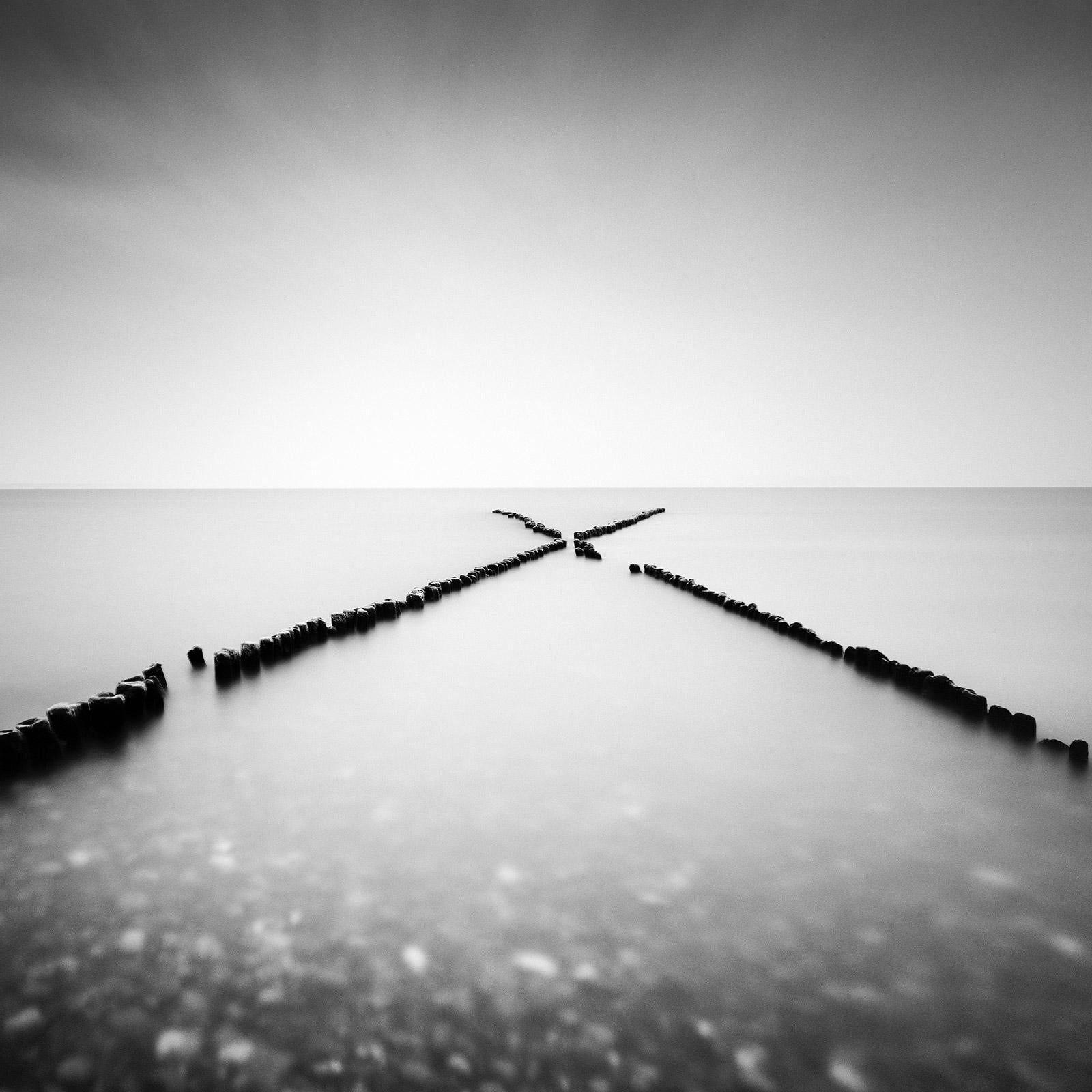 Gerald Berghammer Landscape Photograph - X - Factor, Sylt, Germany, long exposure, black and white waterscape photography