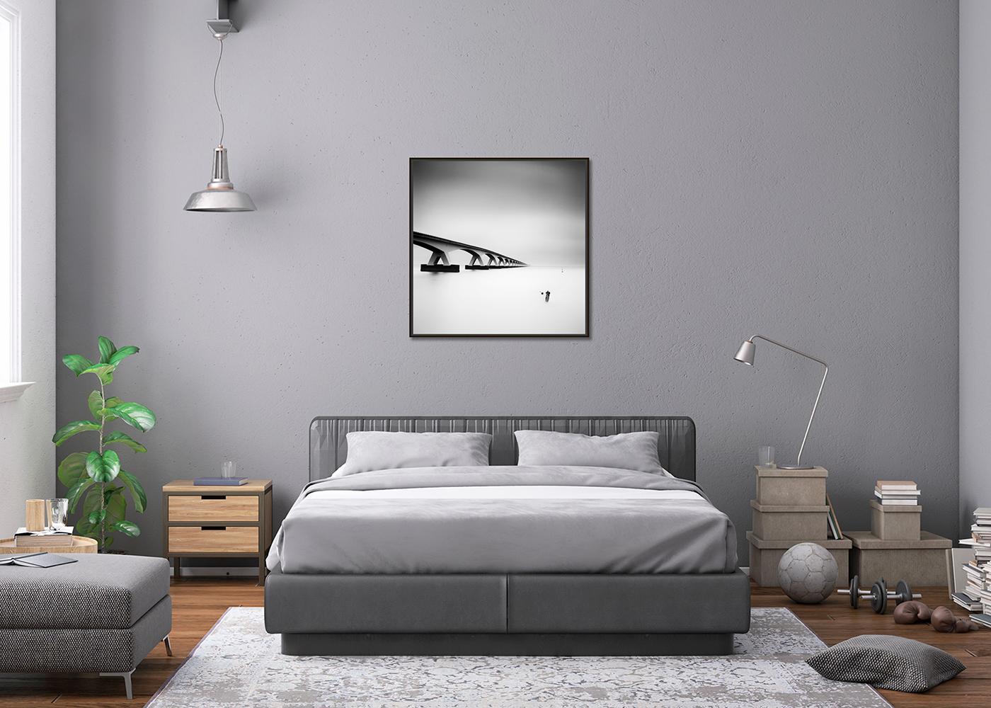 Zeeland Bridge, Langzeitbelichtungsbelichtung, Schwarz-Weiß-Fotografie, Druck in limitierter Auflage im Angebot 1
