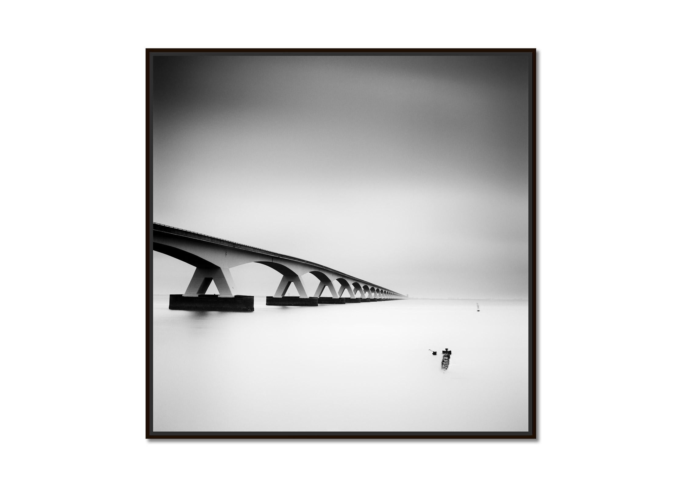 Zeeland Bridge, Netherlands, long exposure, black and white photography, prints - Photograph by Gerald Berghammer