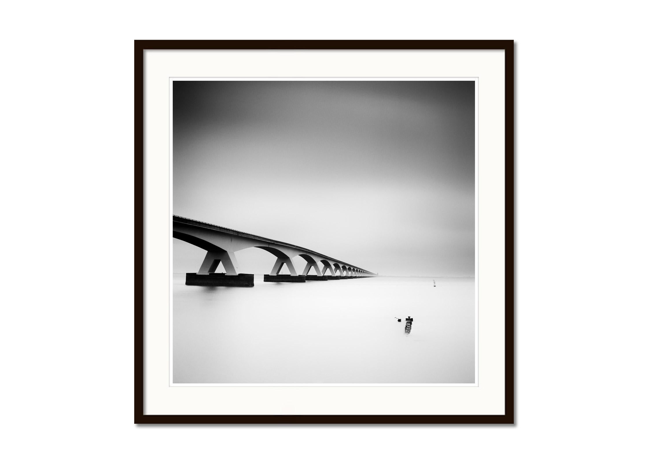 Zeeland Bridge, Netherlands, long exposure, black and white photography, prints - Contemporary Photograph by Gerald Berghammer
