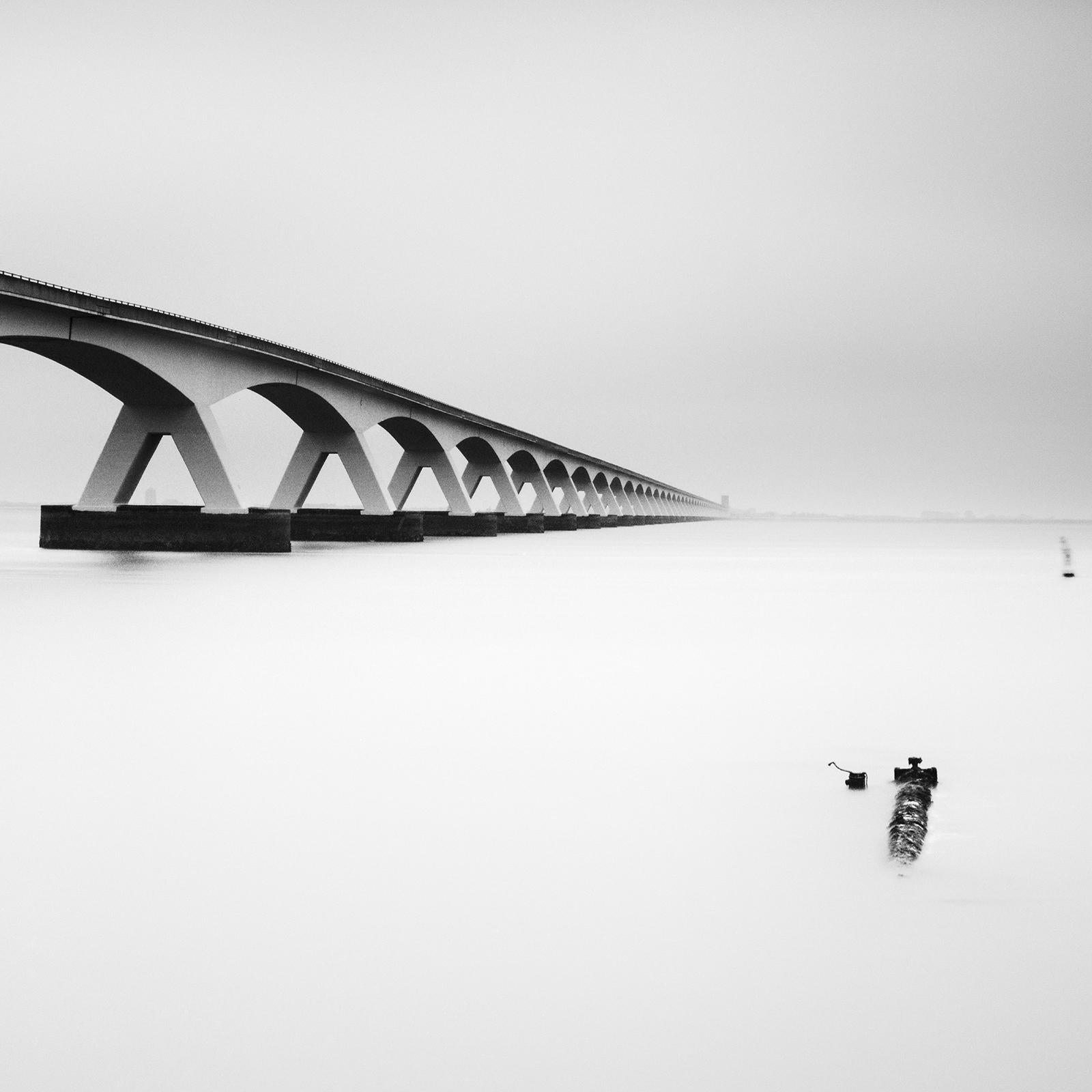 Zeeland Bridge, Netherlands, long exposure, black and white photography, prints For Sale 2