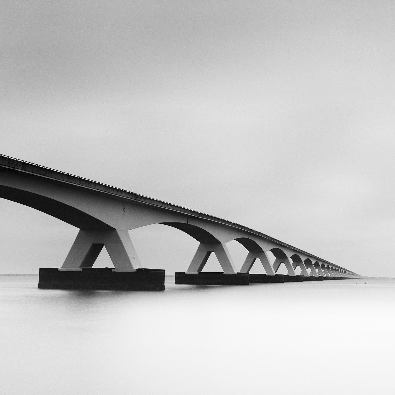 Zeeland Bridge Panorama, Netherlands, black & white photograph, limited edition For Sale 3