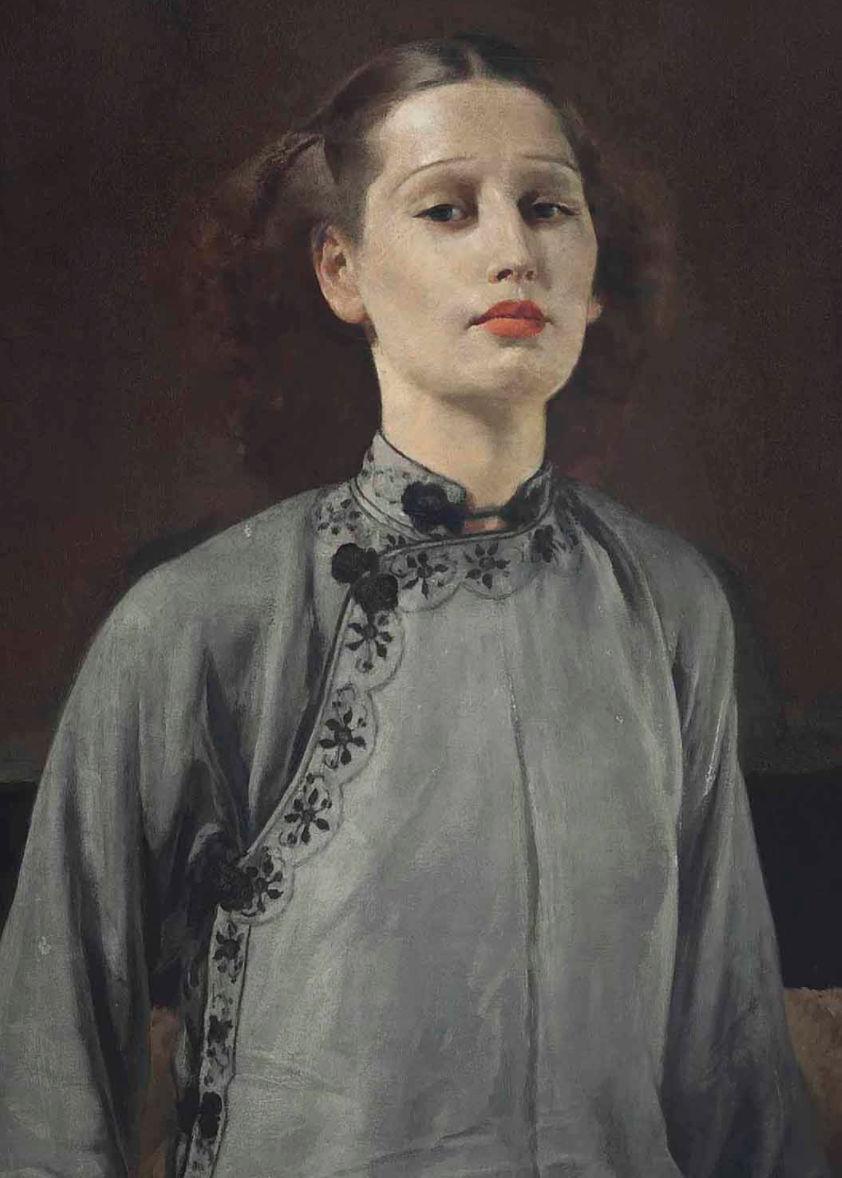 Art Deco Gerald Brockhurst Portrait Oil Painting Depicting Dorette
