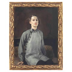Antique Gerald Brockhurst Portrait Oil Painting Depicting Dorette