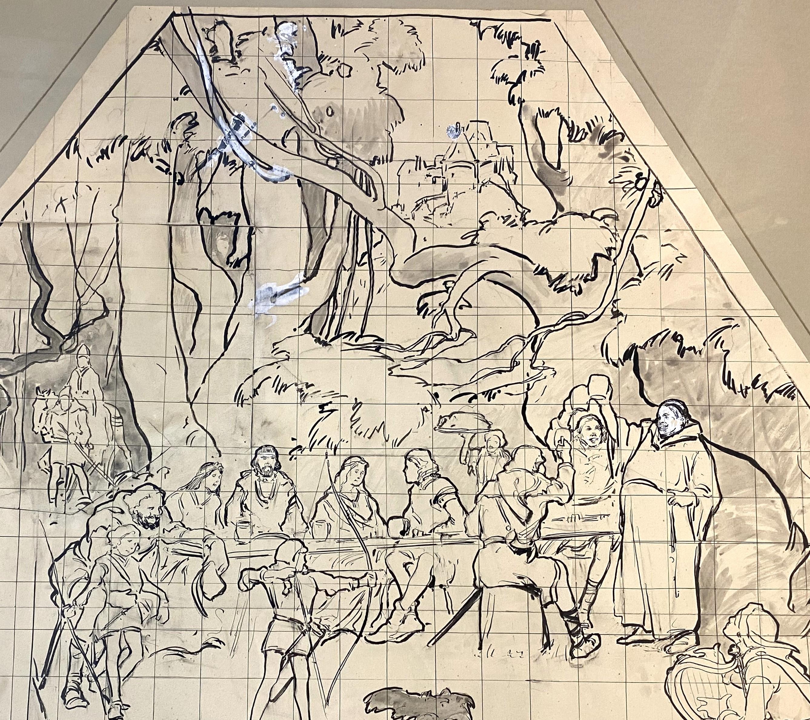 Three Part Study Series for Robin Hood Mural 5