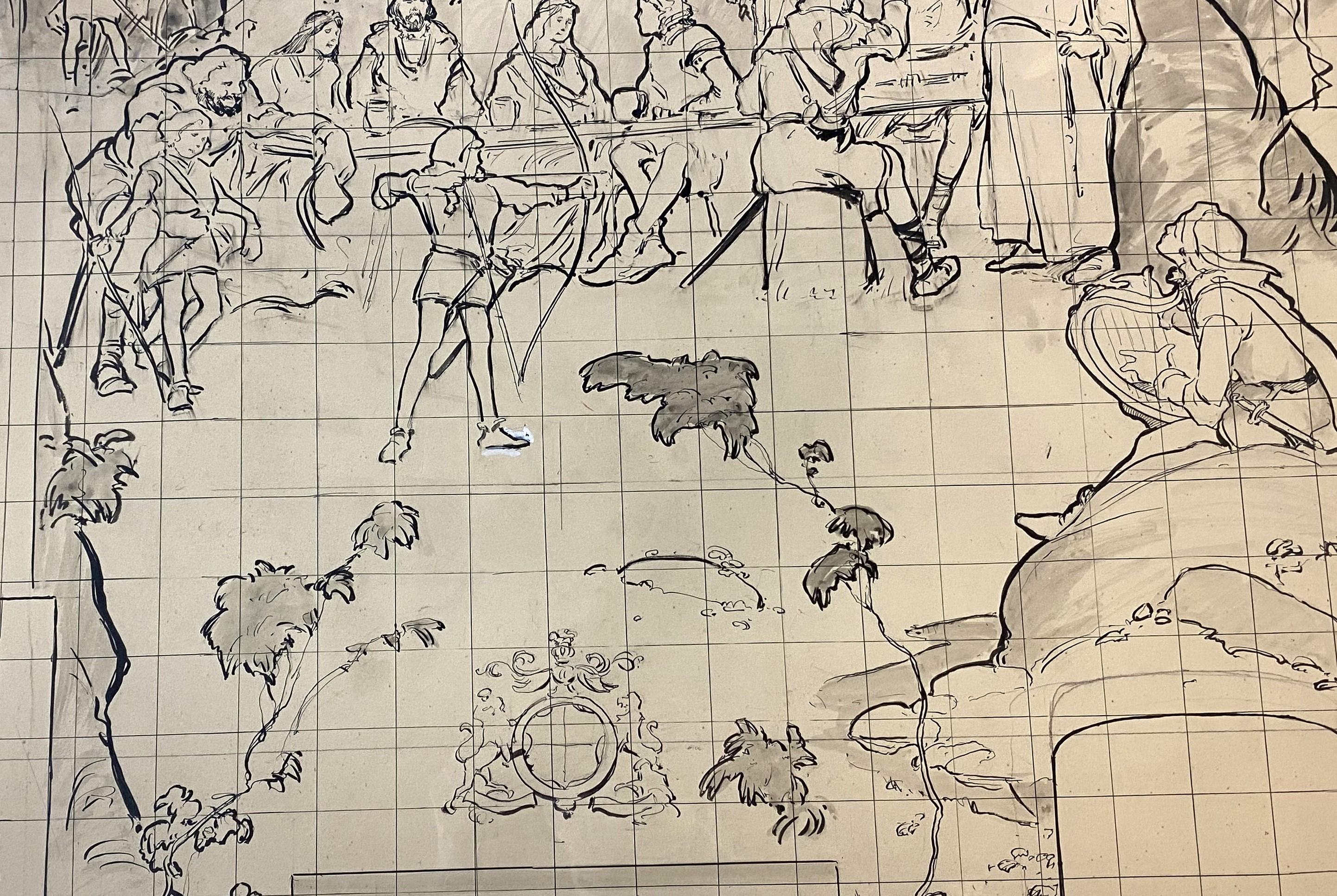 Three Part Study Series for Robin Hood Mural 6