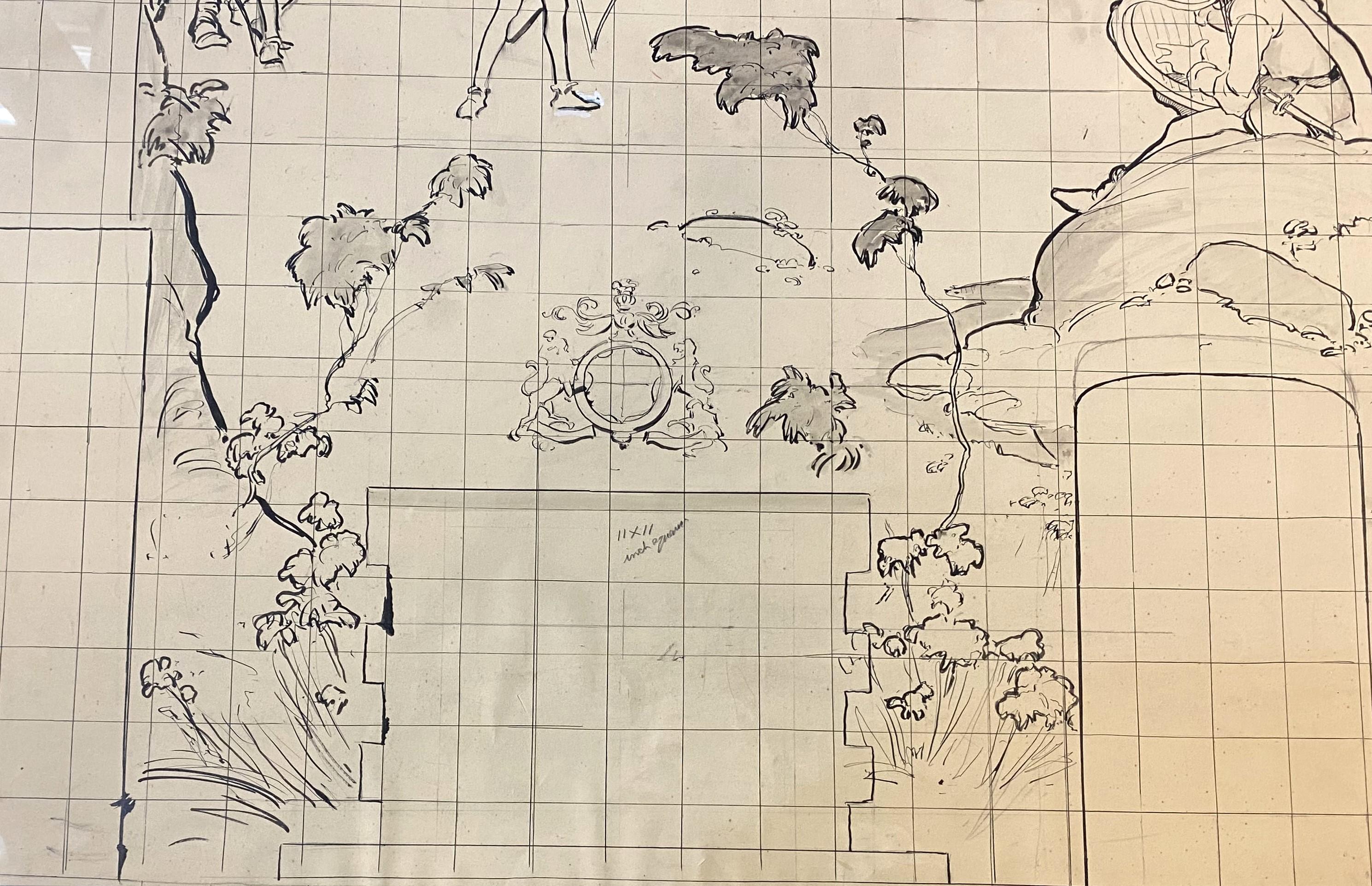 Three Part Study Series for Robin Hood Mural 7