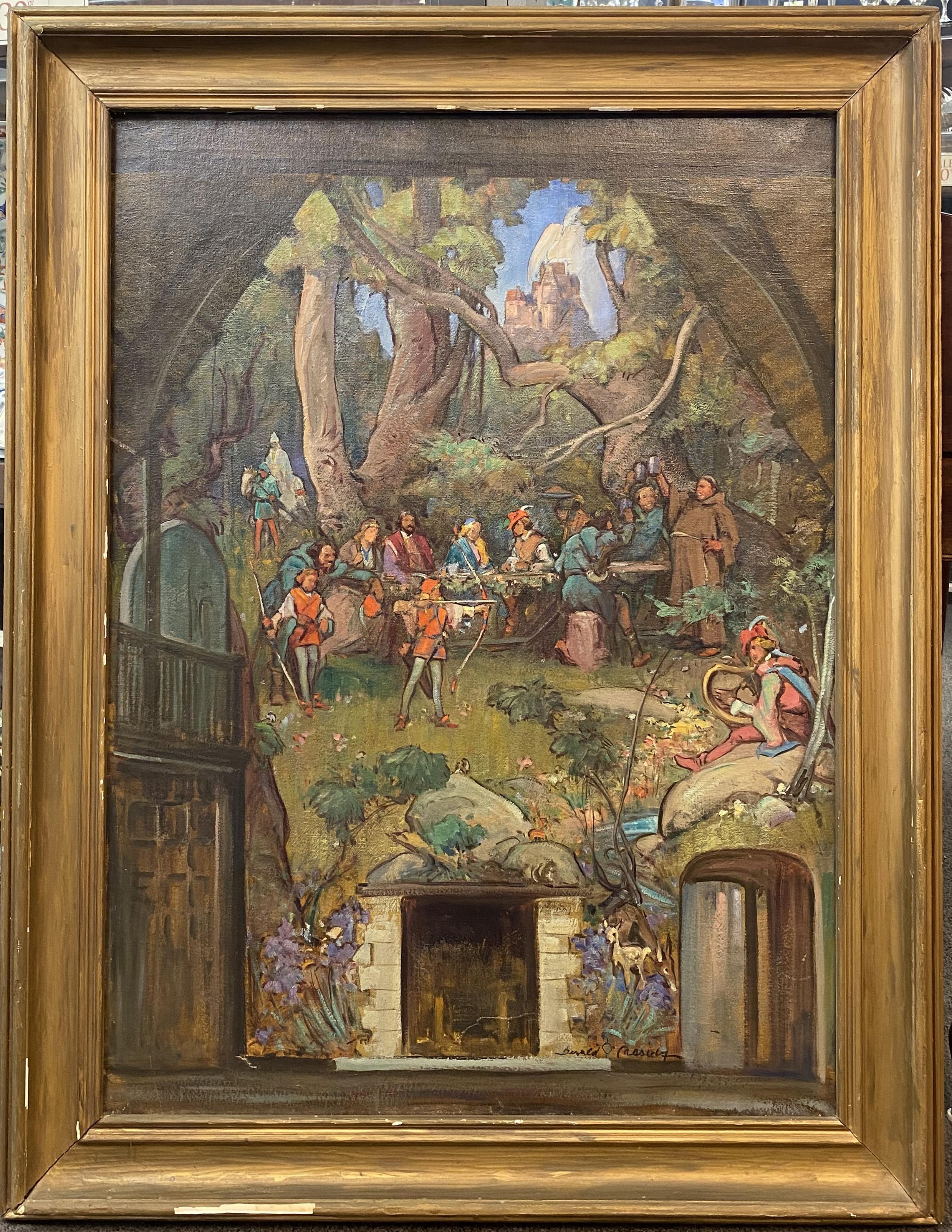 Three Part Study Series for Robin Hood Mural - American Impressionist Painting by Gerald Cassidy